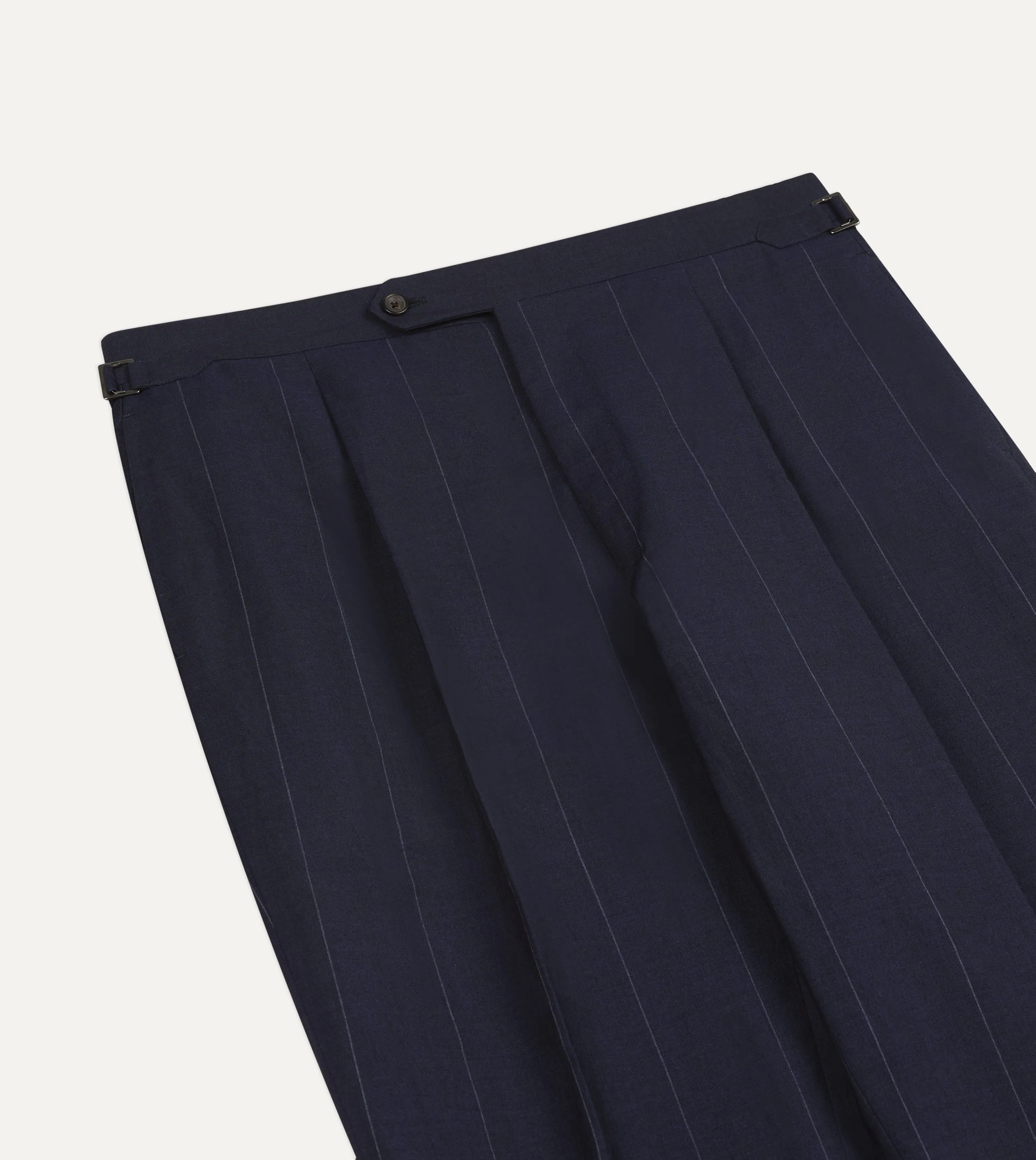 Navy Pinstripe Wool-Linen Single-Pleat Trouser sold by Drake's London product image thumbnail 4