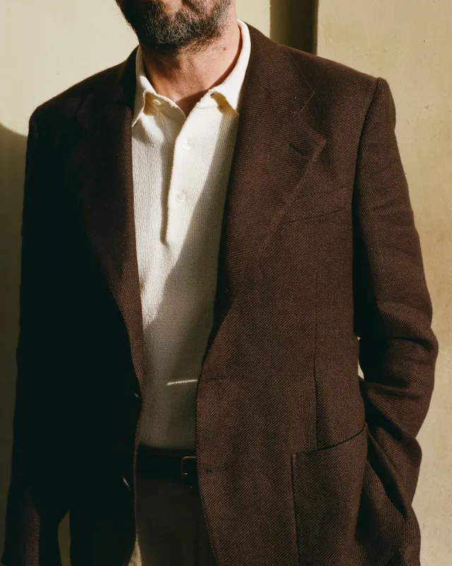 Brown Linen Blazer made by Drake's London