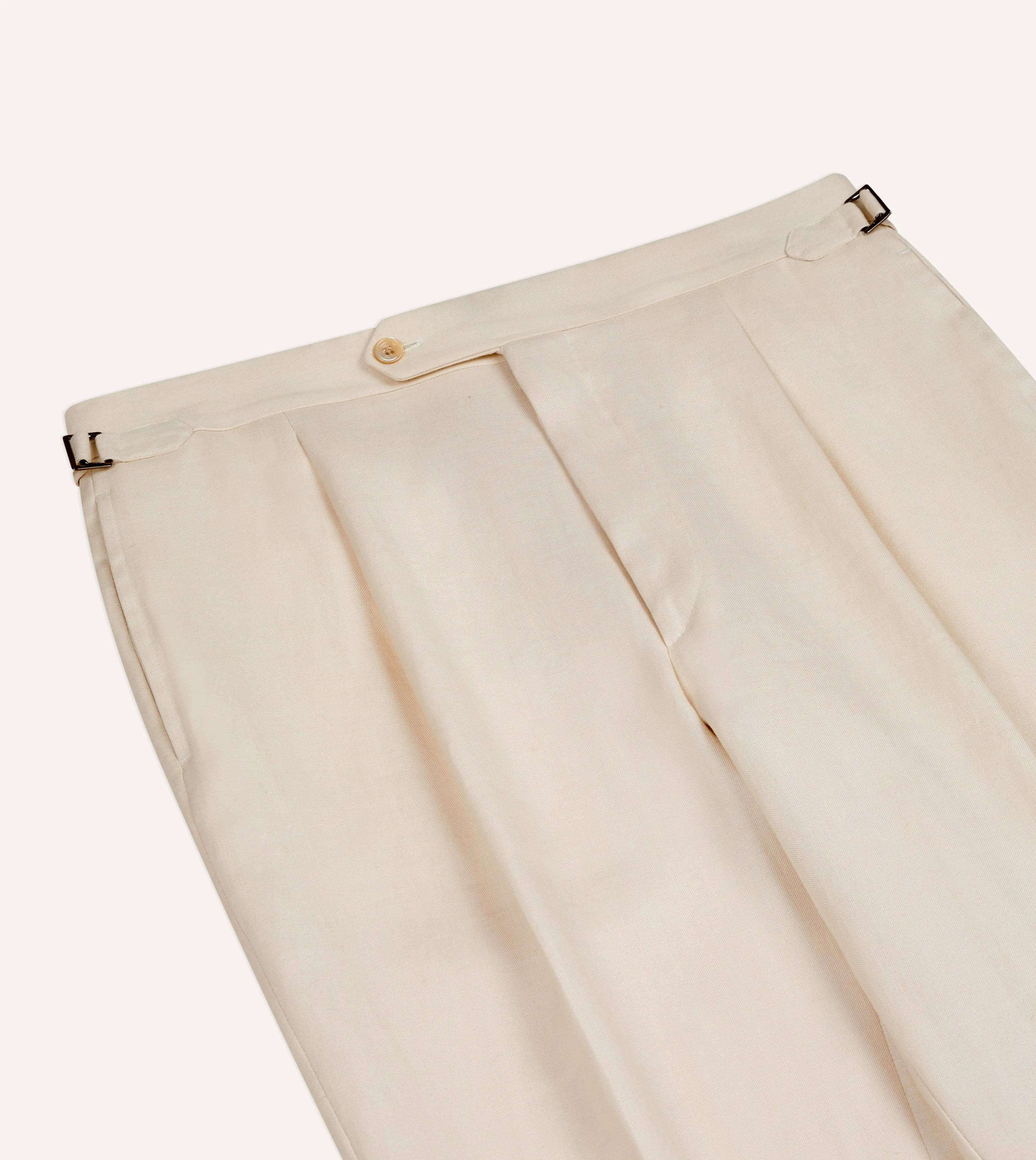 Ecru Ramie-Canapa Single-Pleat Trouser sold by Drake's London product image thumbnail 4