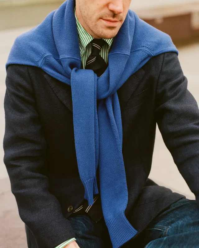 Navy Linen Blazer made by Drake's London