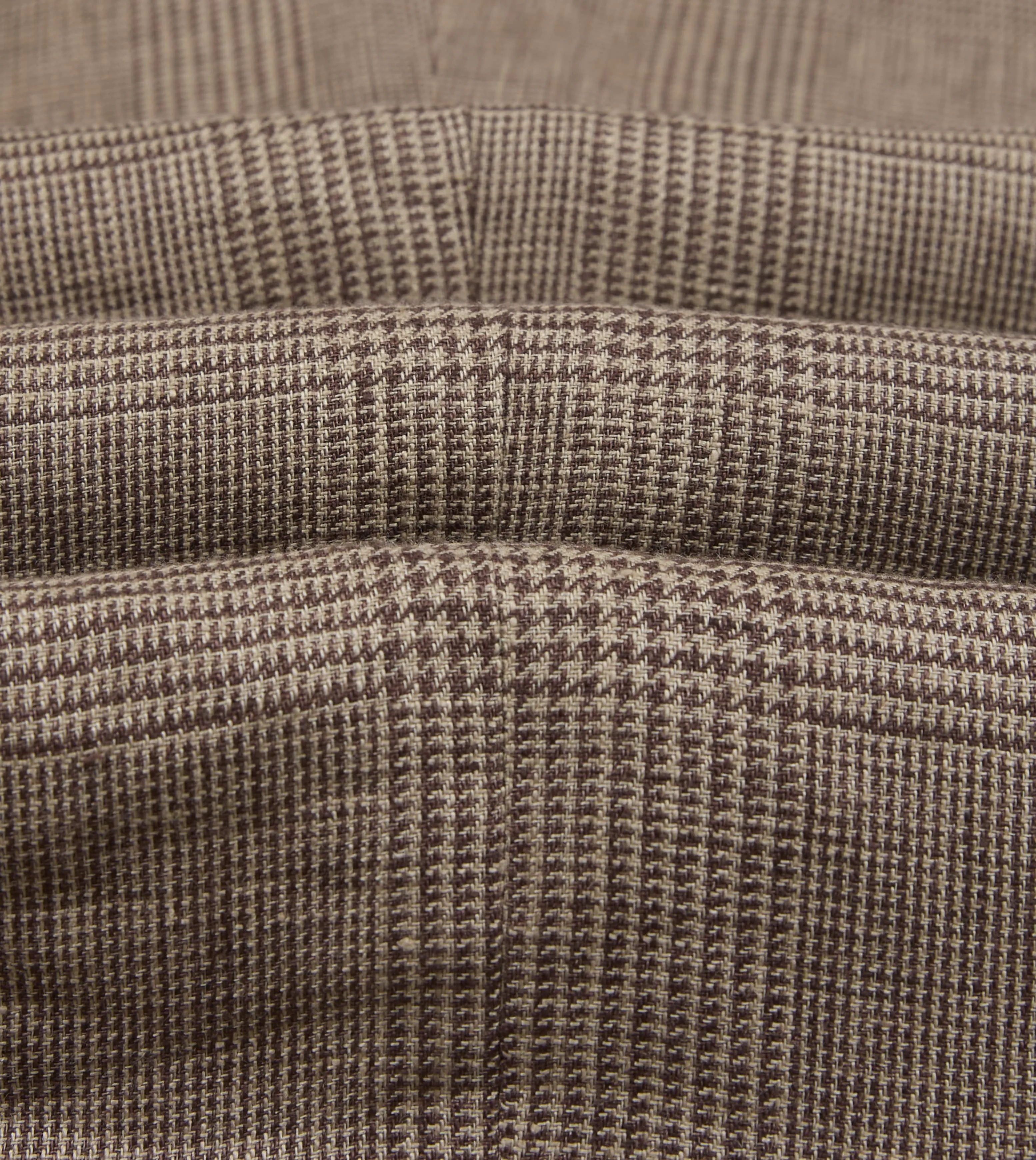 Brown Prince of Wales Check Linen Single Pleat Trouser sold by Drake's London product image thumbnail 2