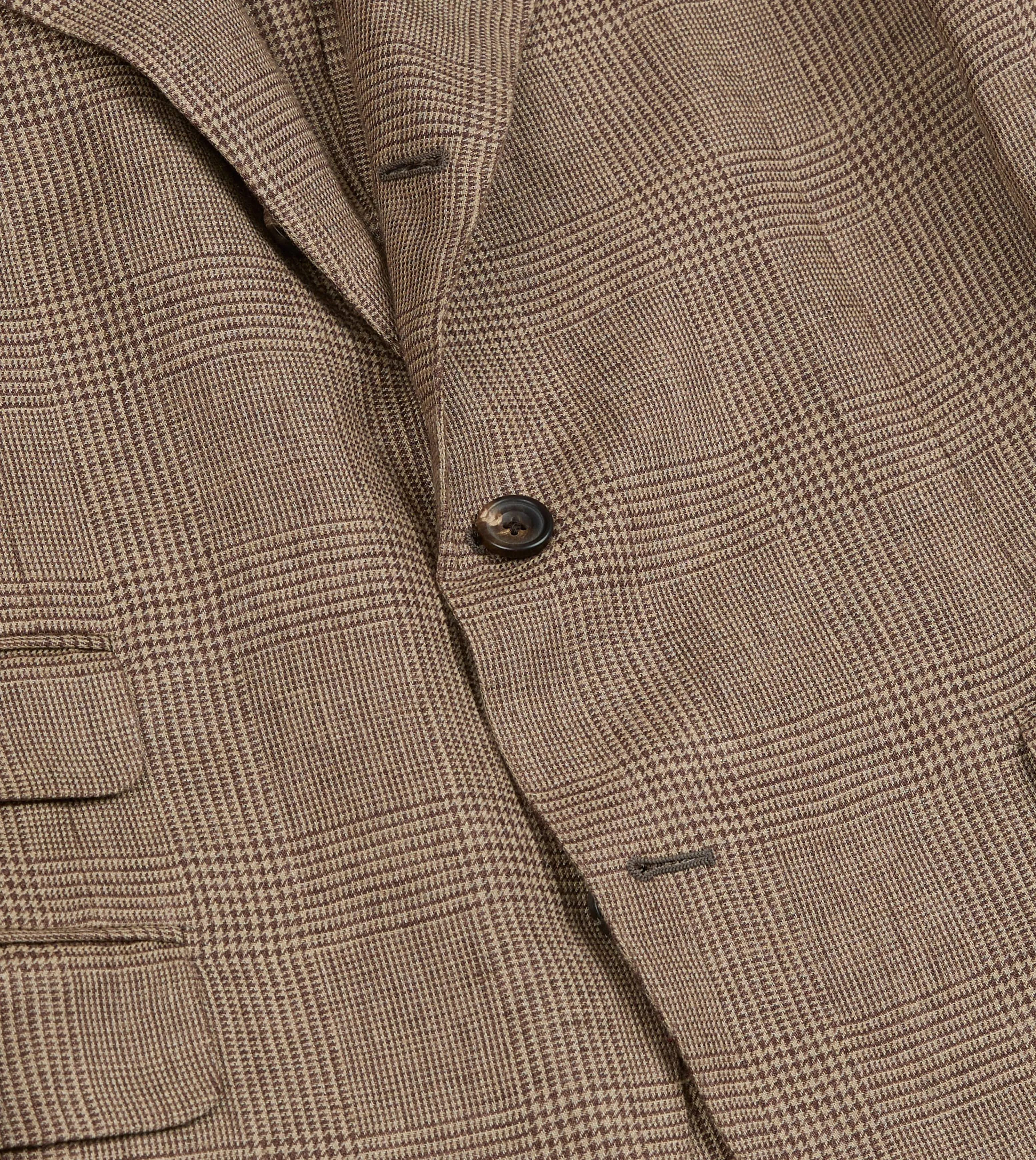 Brown Prince of Wales Check Linen Tailored Jacket sold by Drake's London product image thumbnail 5