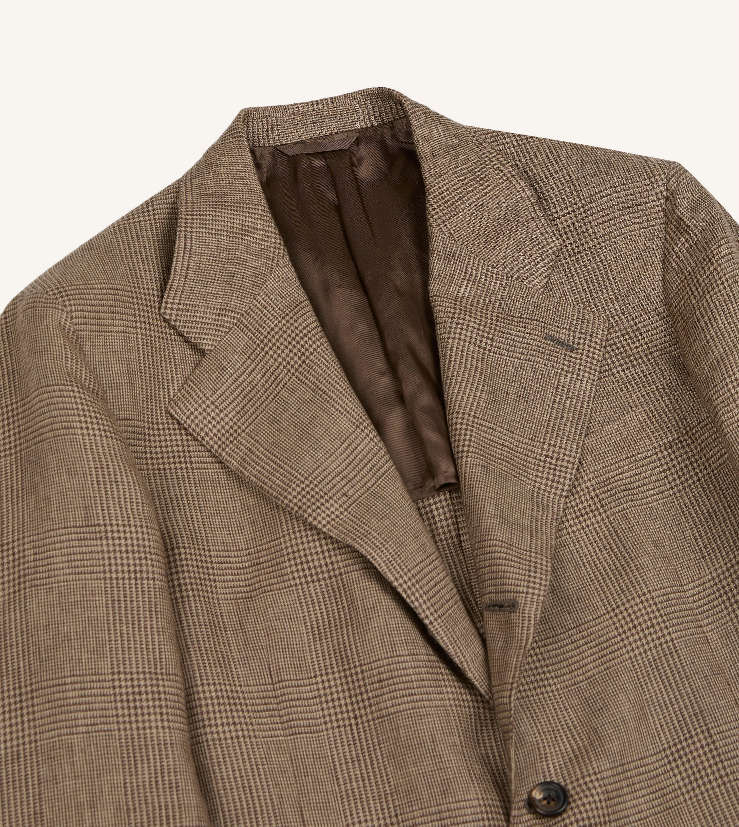 Brown Prince of Wales Check Linen Tailored Jacket sold by Drake's London product image thumbnail 3
