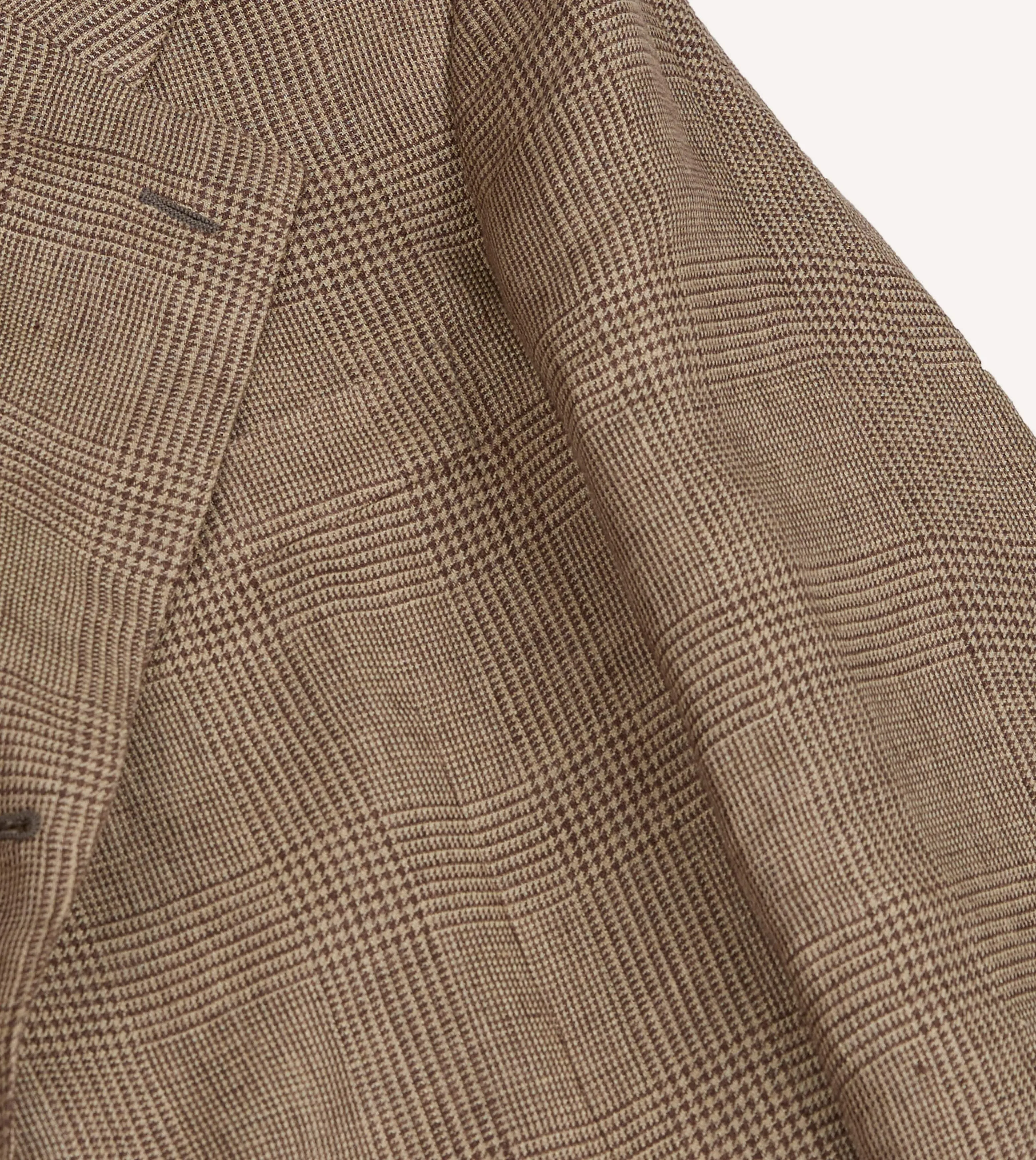 Brown Prince of Wales Check Linen Tailored Jacket sold by Drake's London product image thumbnail 4