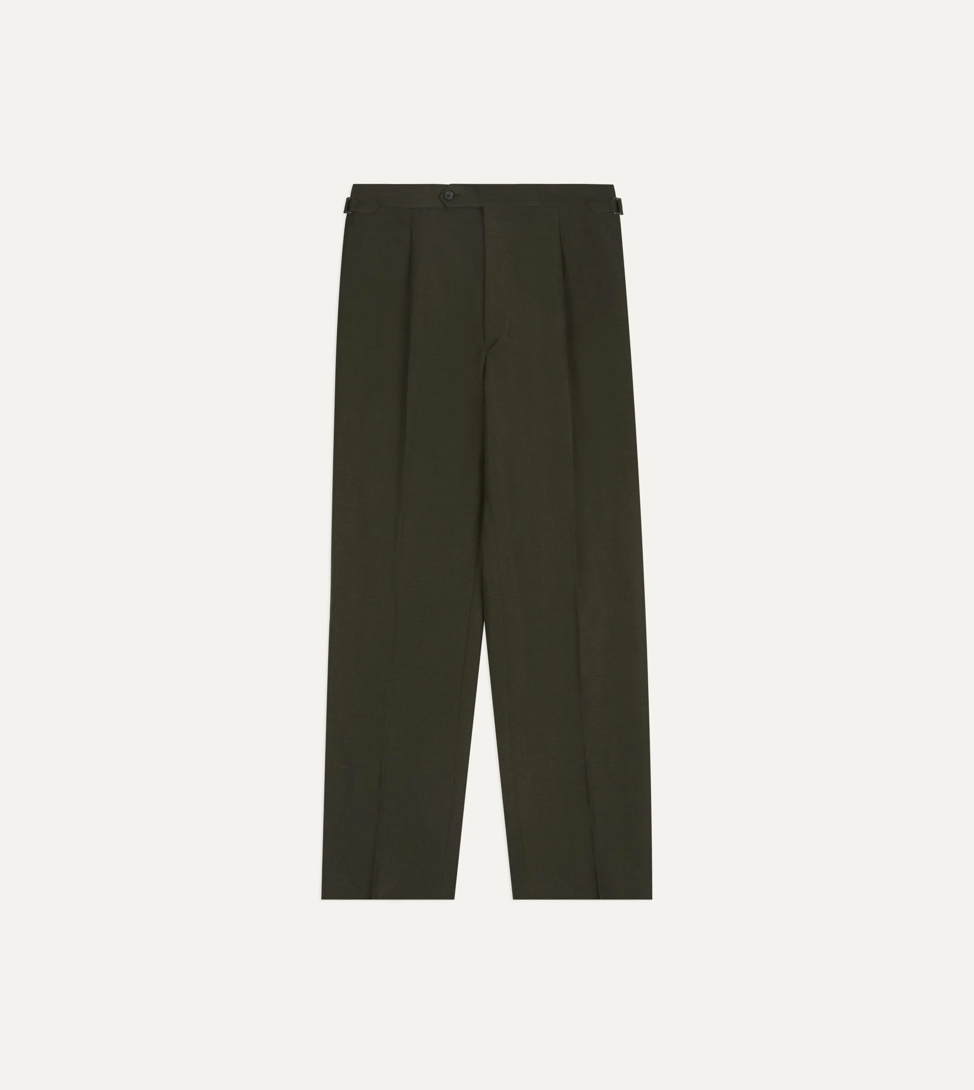 Khaki Green Linen-Wool Single Pleat Trouser sold by Drake's London product image thumbnail 3