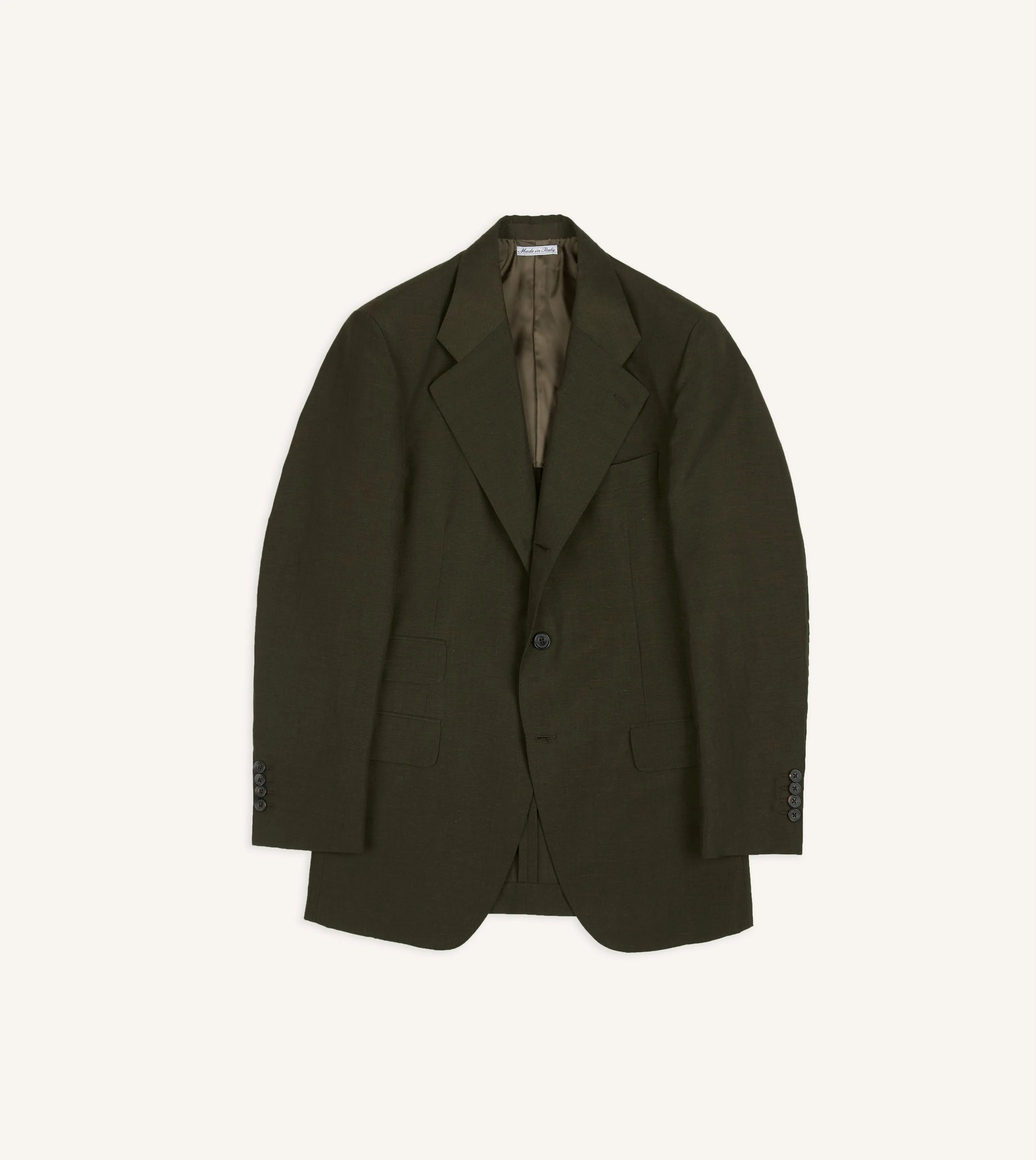 Khaki Green Linen-Wool Tailored Jacket sold by Drake's London