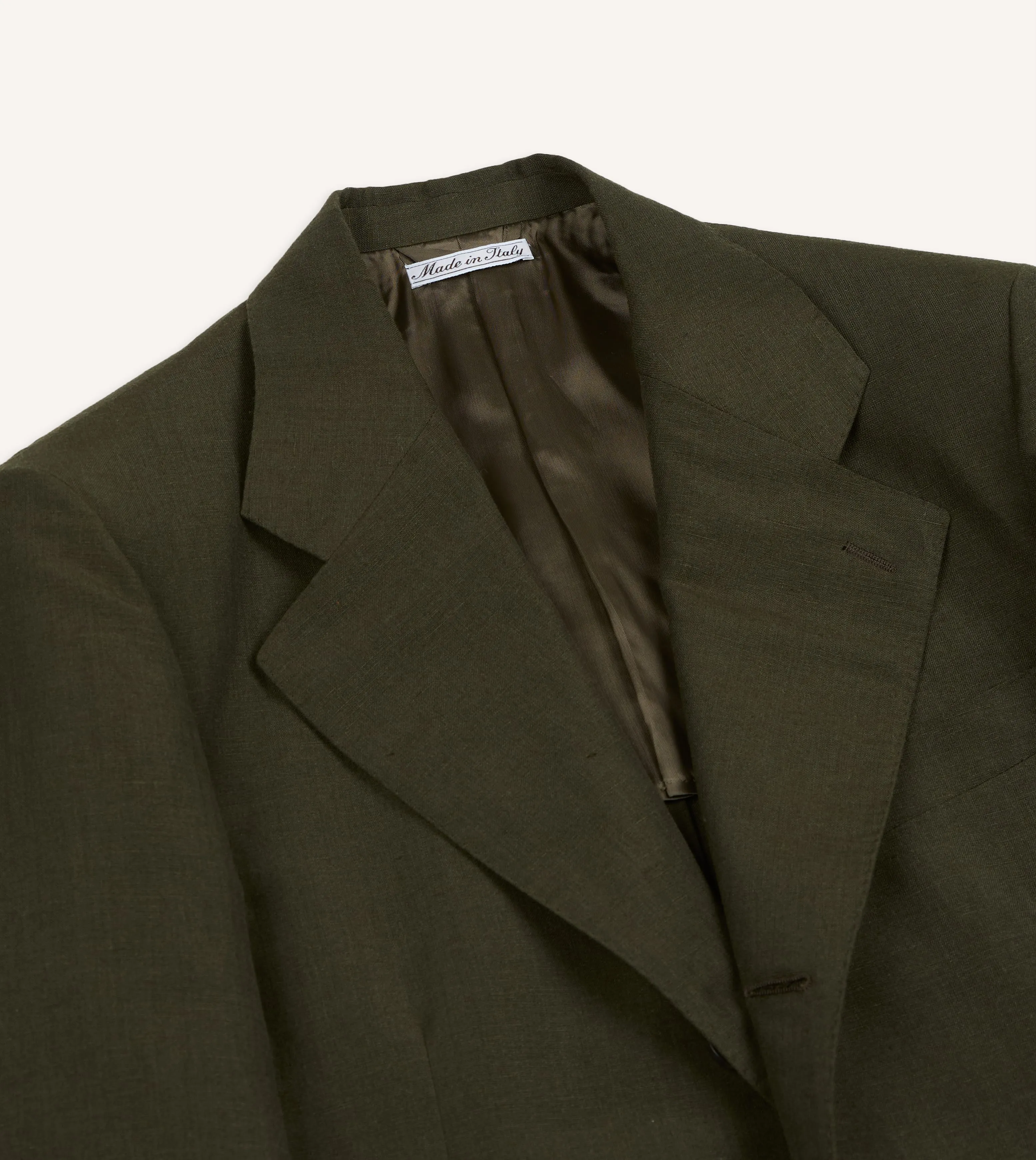 Khaki Green Linen-Wool Tailored Jacket sold by Drake's London product image thumbnail 3