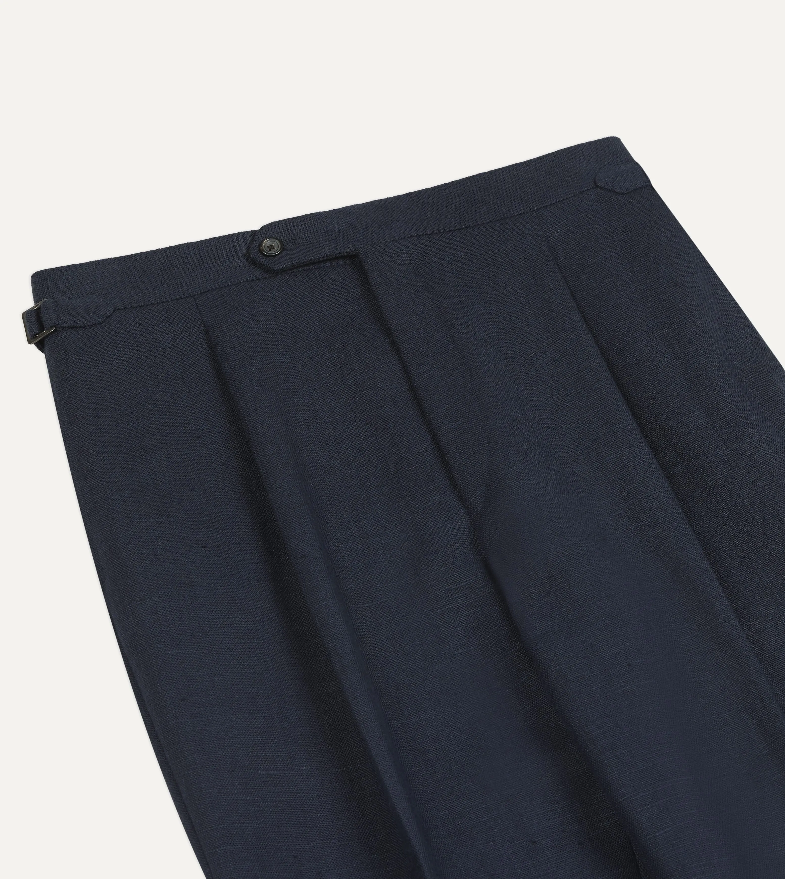 Navy Linen Single Pleat Trouser sold by Drake's London product image thumbnail 4