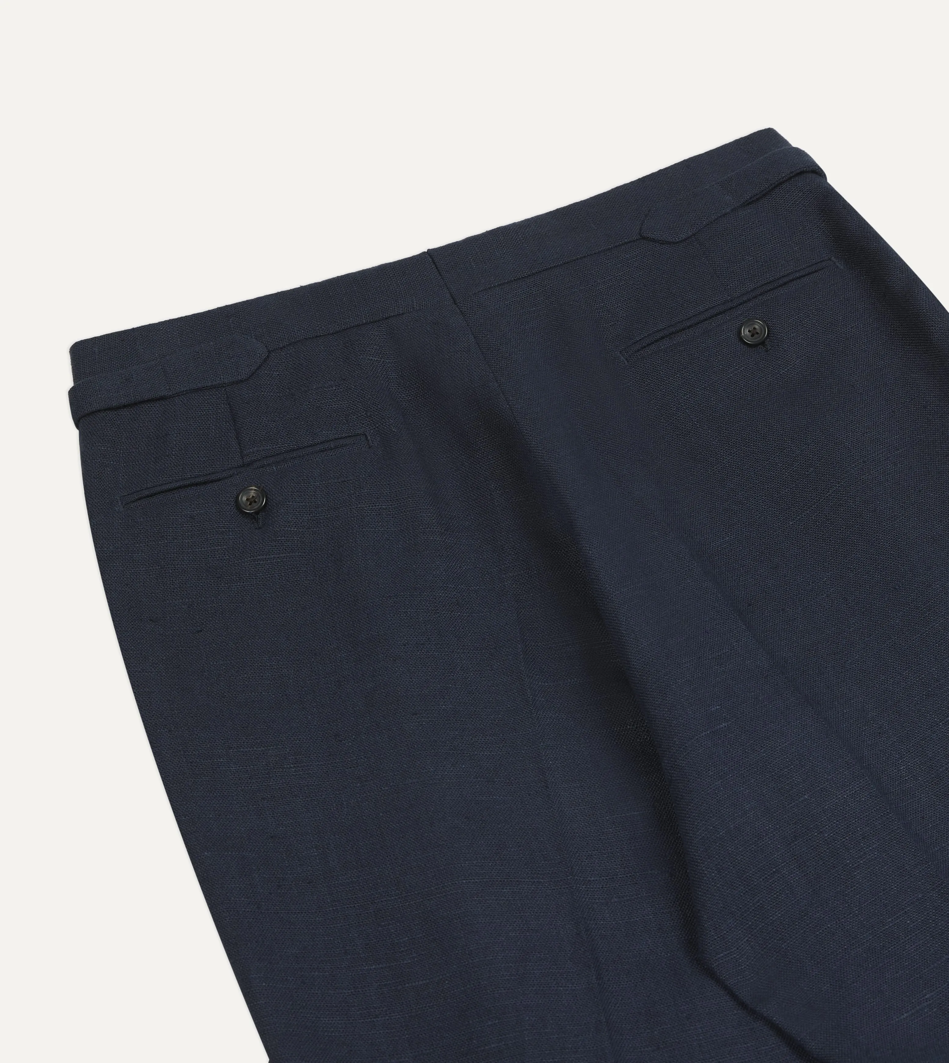 Navy Linen Single Pleat Trouser sold by Drake's London product image thumbnail 5