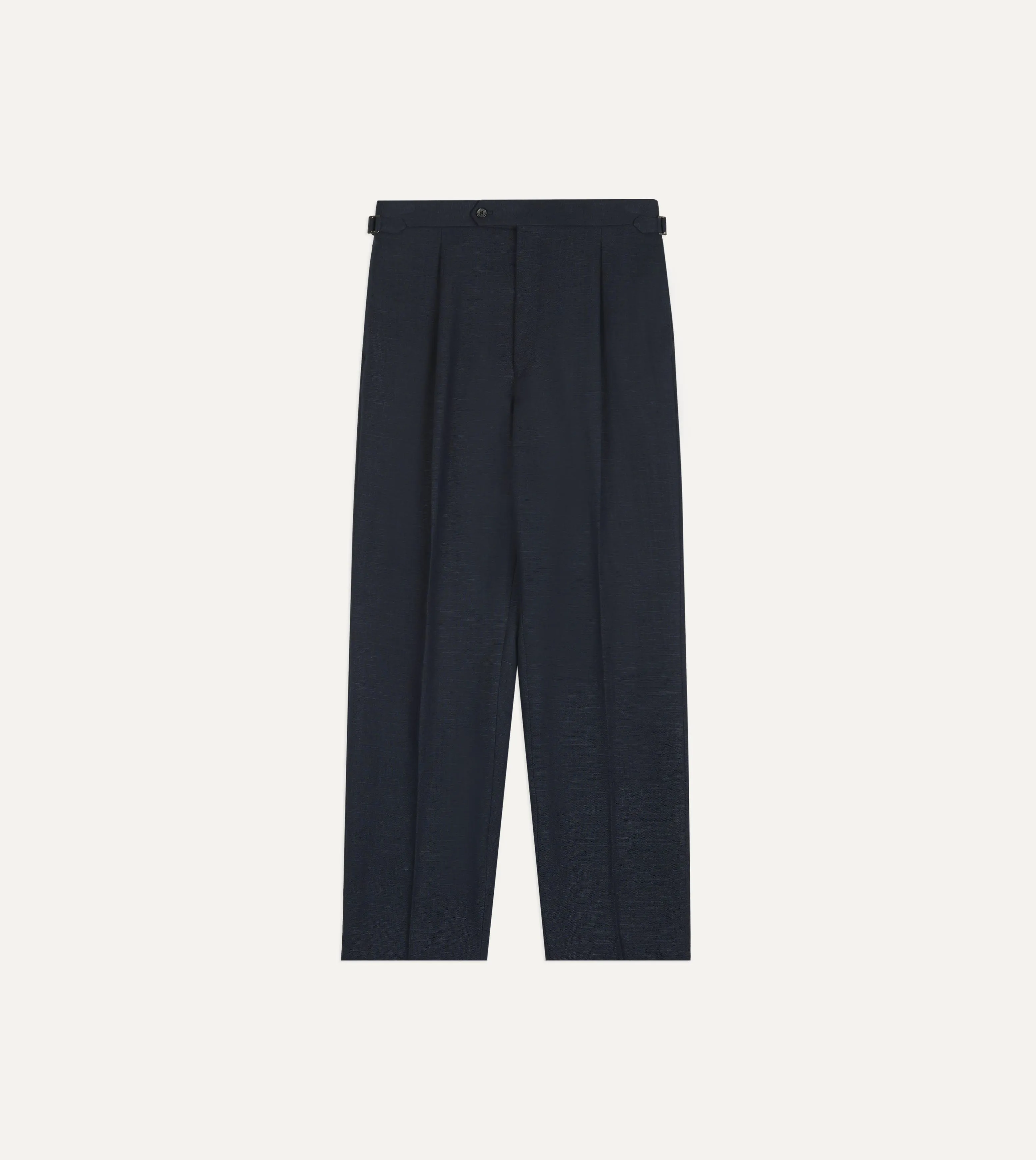 Navy Linen Single Pleat Trouser sold by Drake's London product image thumbnail 3