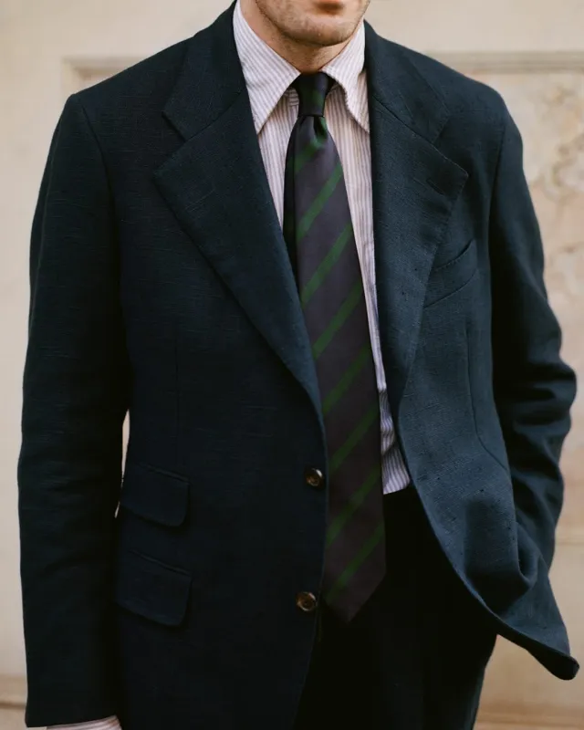 Navy Linen Tailored Jacket made by Drake's London