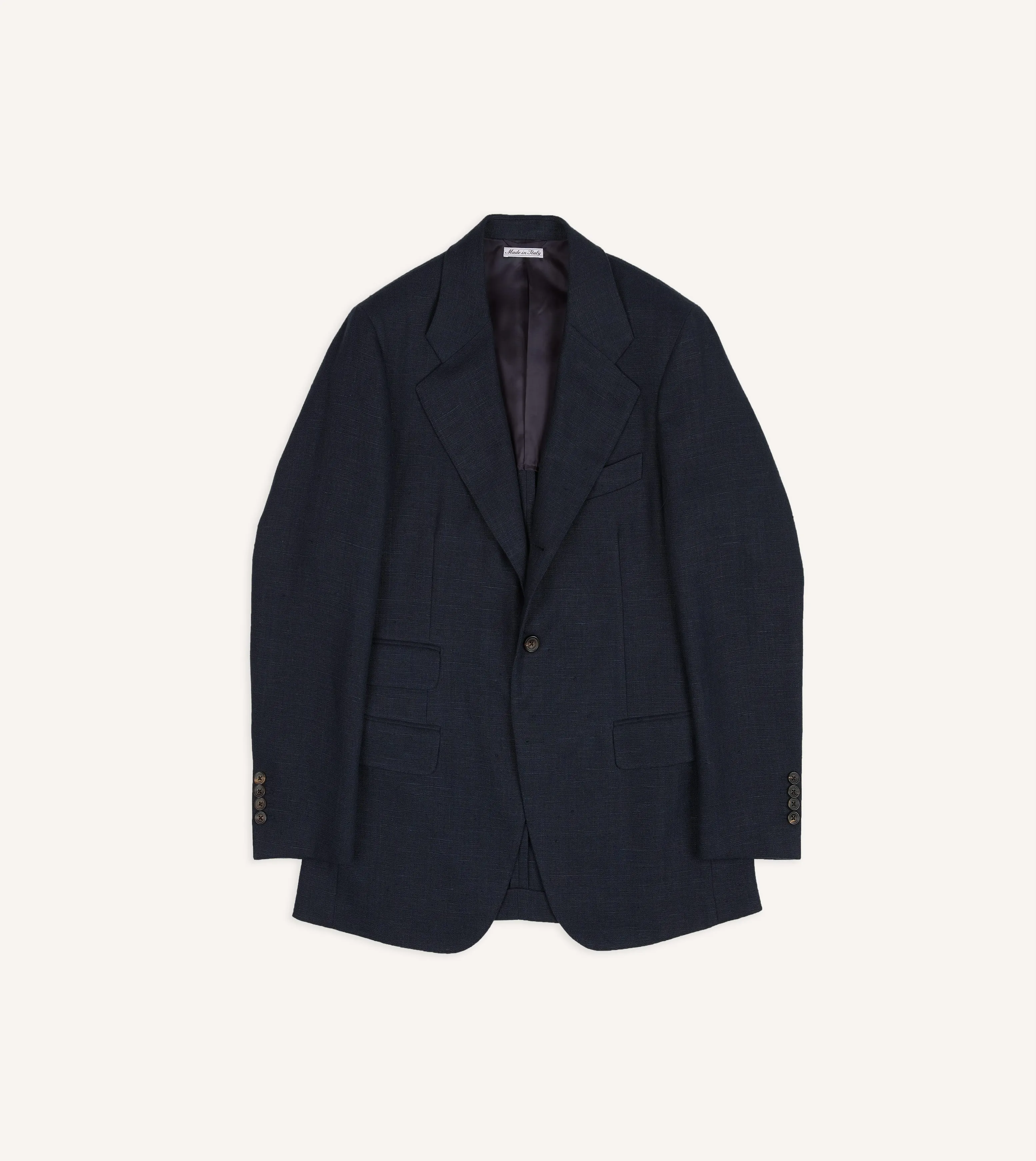 Navy Linen Tailored Jacket sold by Drake's London product image thumbnail 2