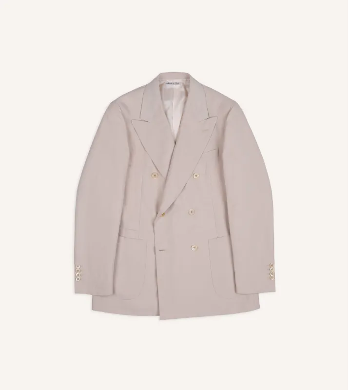 Pink Tussah Silk-Linen Double-Breasted Tailored Jacket made by Drake's London