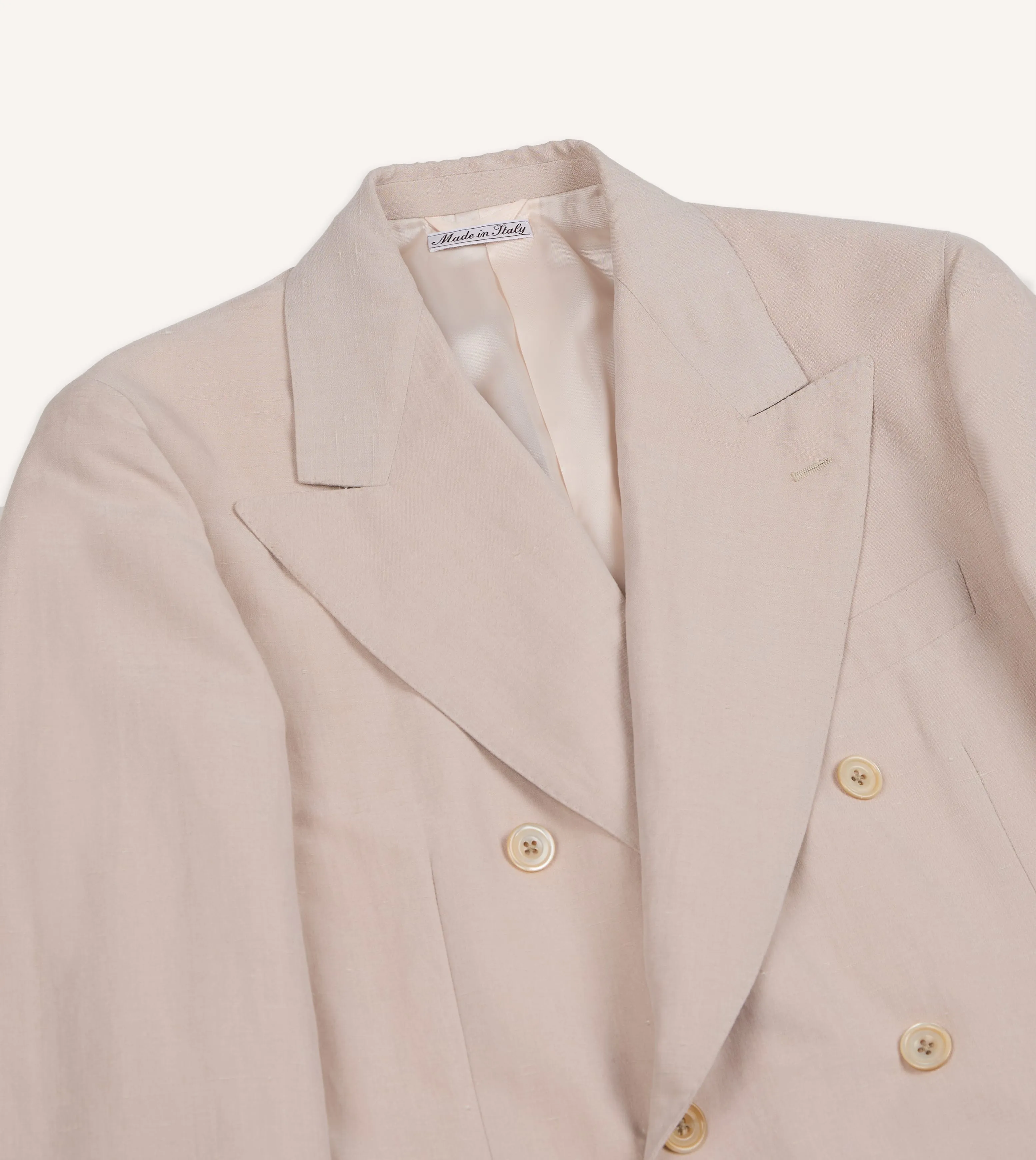 Pink Tussah Silk-Linen Double-Breasted Tailored Jacket sold by Drake's London product image thumbnail 3