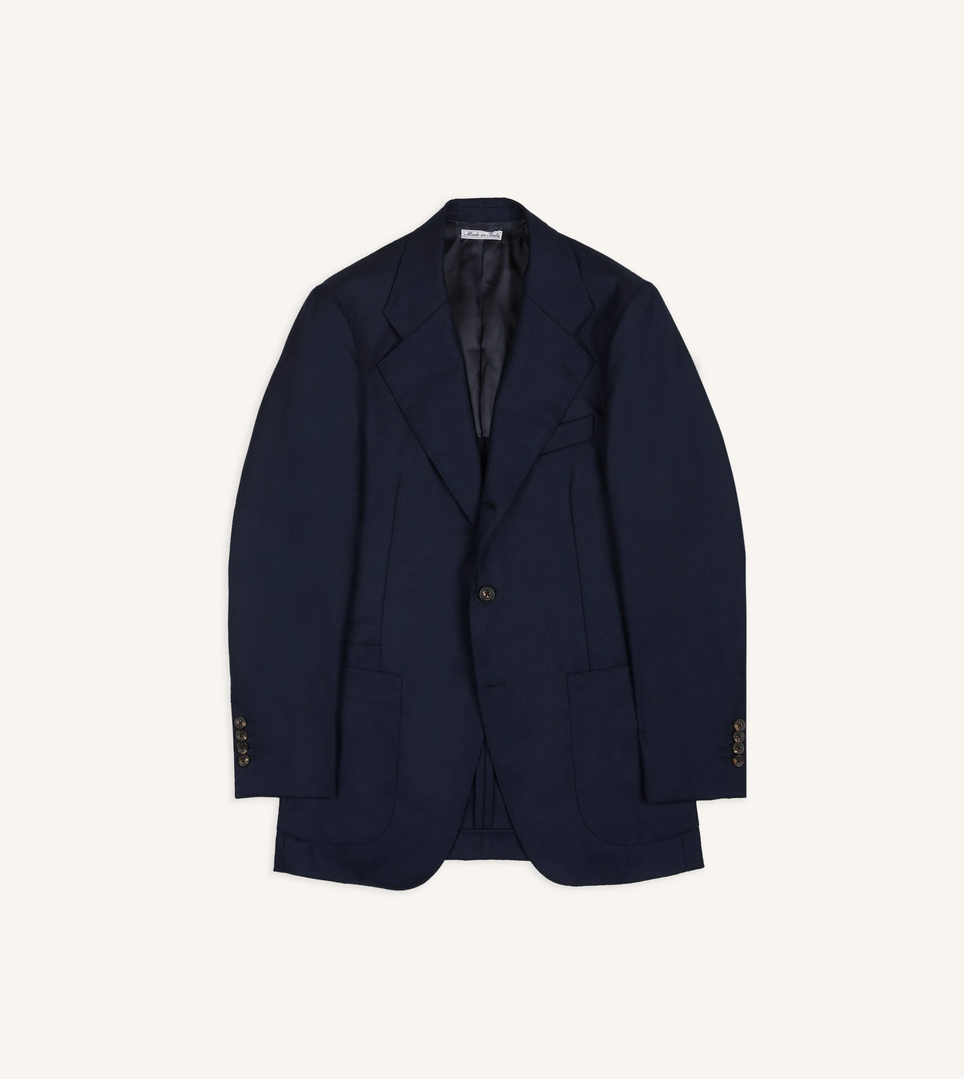 Navy Fresco® Wool Tailored Jacket sold by Drake's London