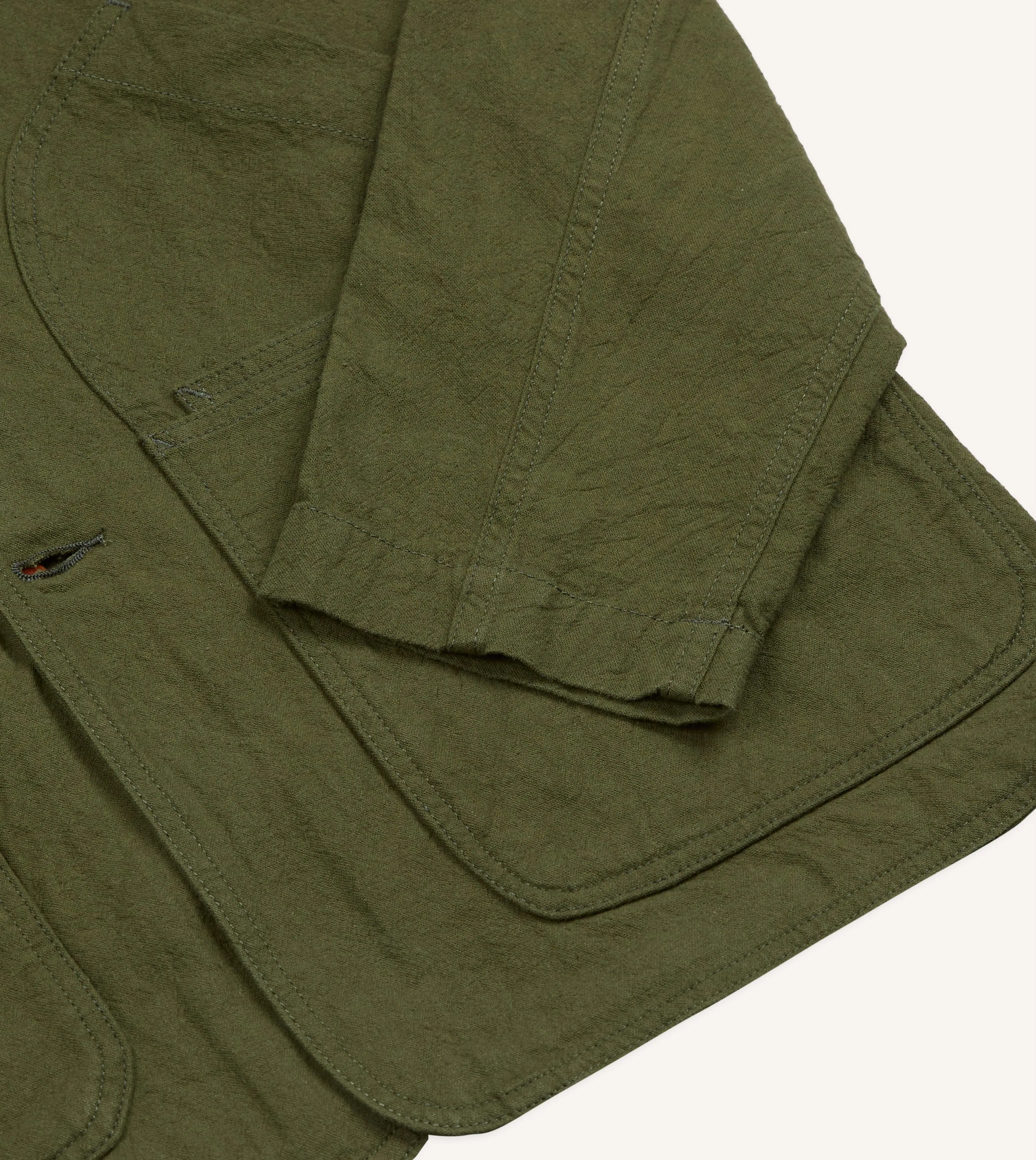 Green Cotton-Linen Raglan Work Coat sold by Drake's London product image thumbnail 5