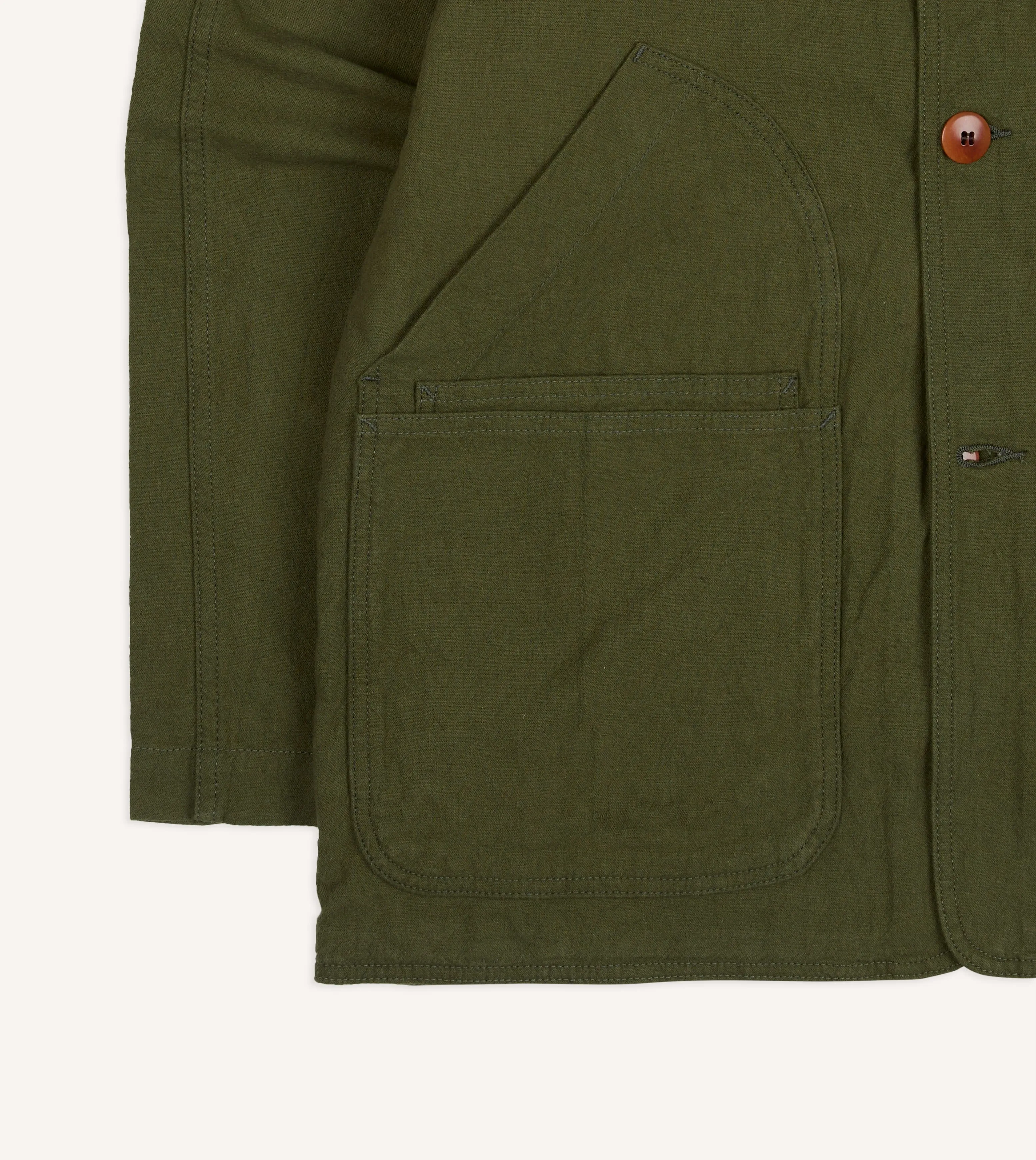 Green Cotton-Linen Raglan Work Coat sold by Drake's London product image thumbnail 4