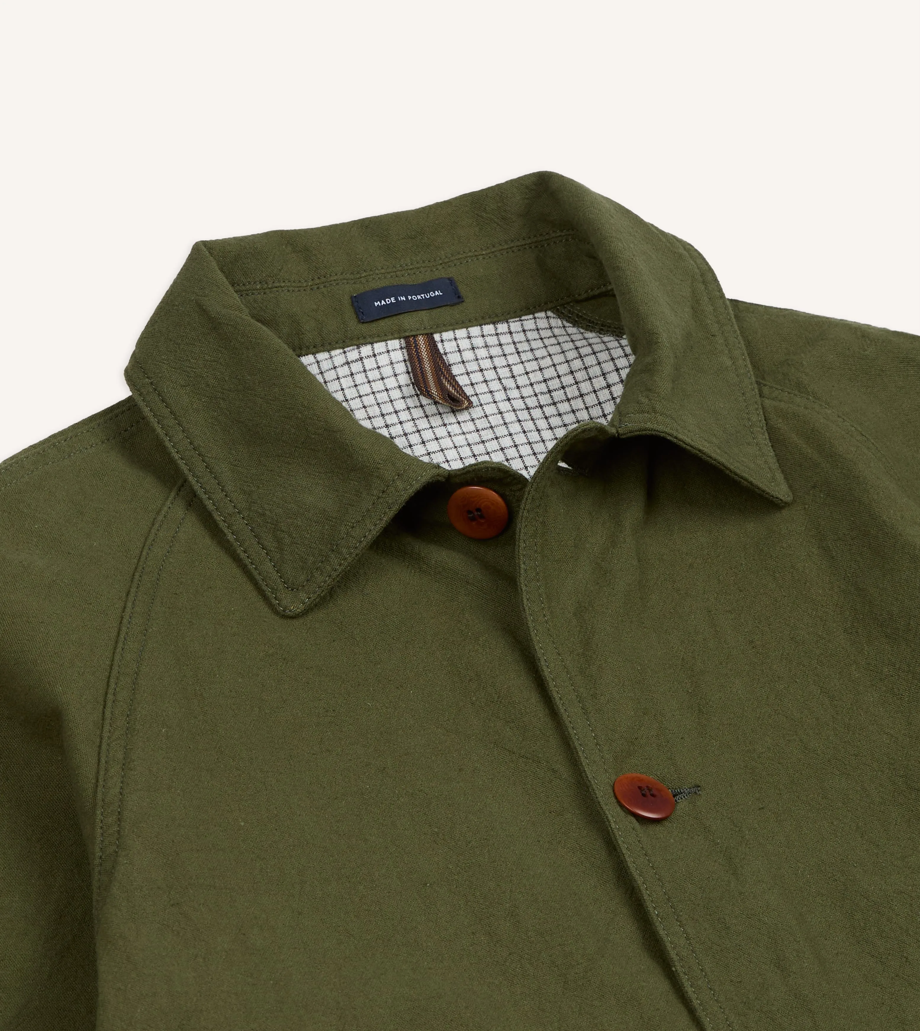 Green Cotton-Linen Raglan Work Coat sold by Drake's London product image thumbnail 3