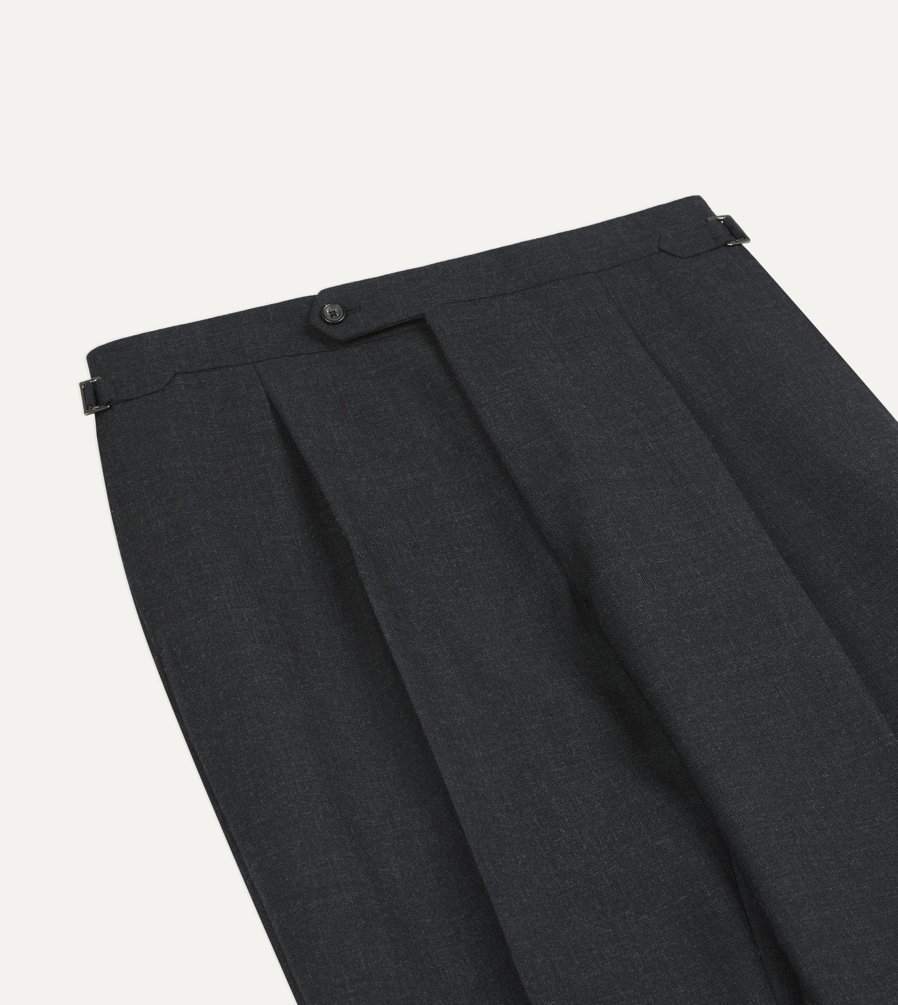 Dark Grey Fresco® Wool Single-Pleat Trouser sold by Drake's London product image thumbnail 4