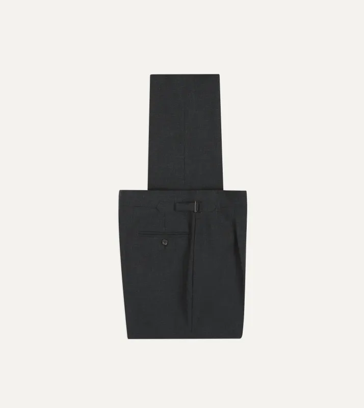 Dark Grey Fresco® Wool Single-Pleat Trouser made by Drake's London