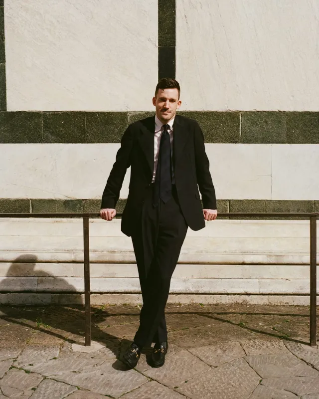 Dark Grey Fresco® Wool Tailored Jacket made by Drake's London