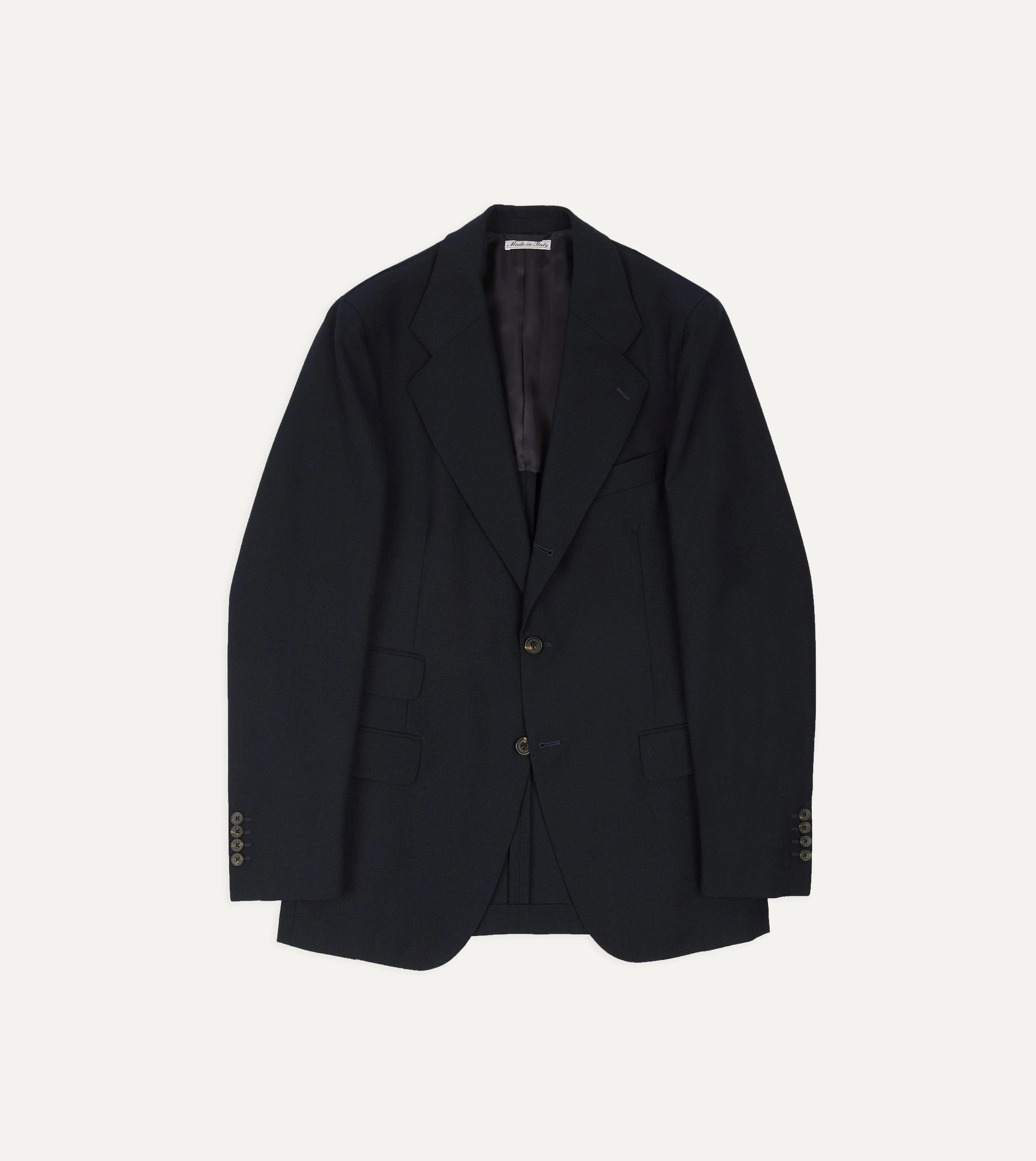 Dark Navy Fresco® Wool Tailored Jacket sold by Drake's London