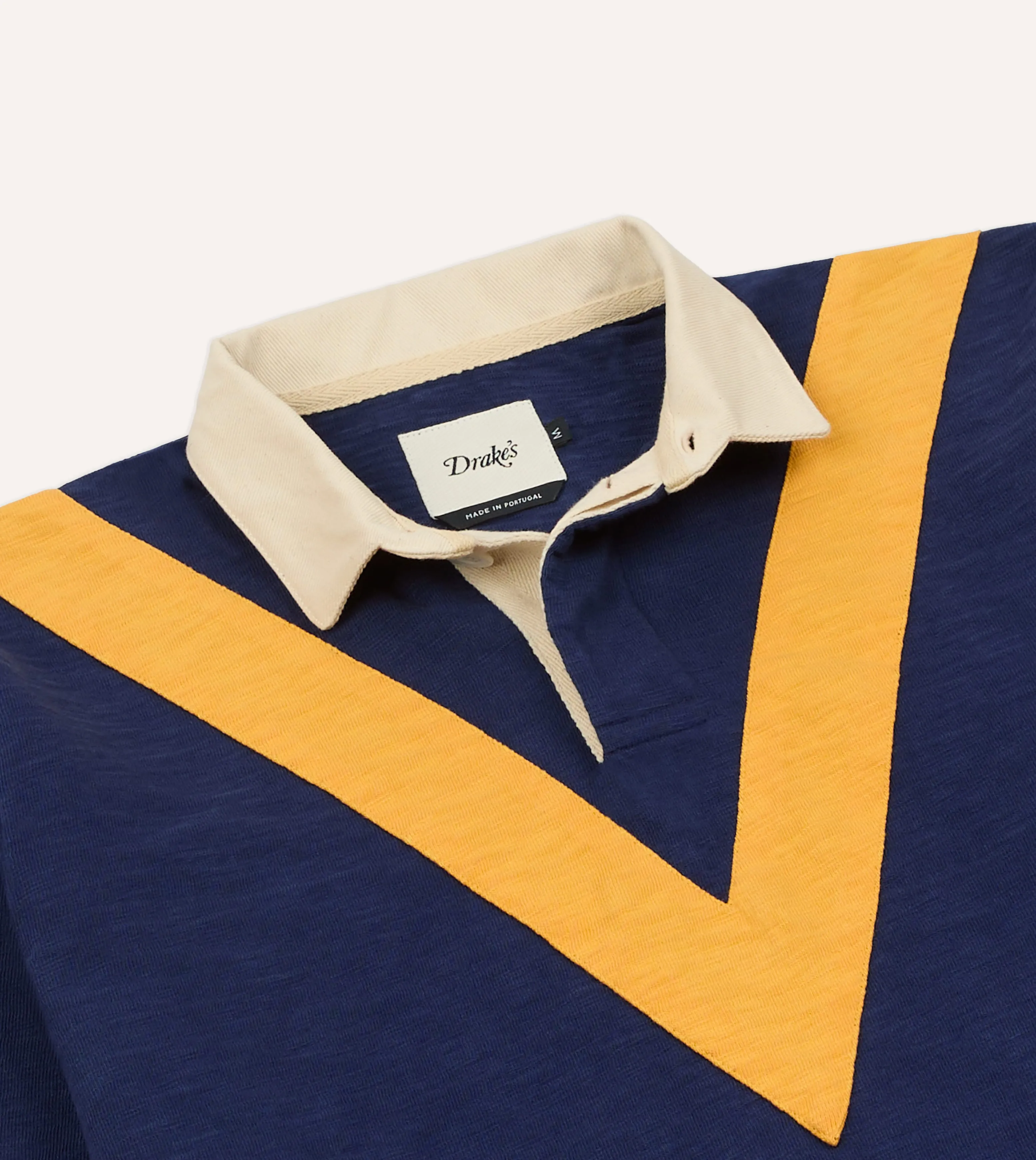 Navy and Yellow Chevron Flamé Cotton Rugby Shirt sold by Drake's London product image thumbnail 4