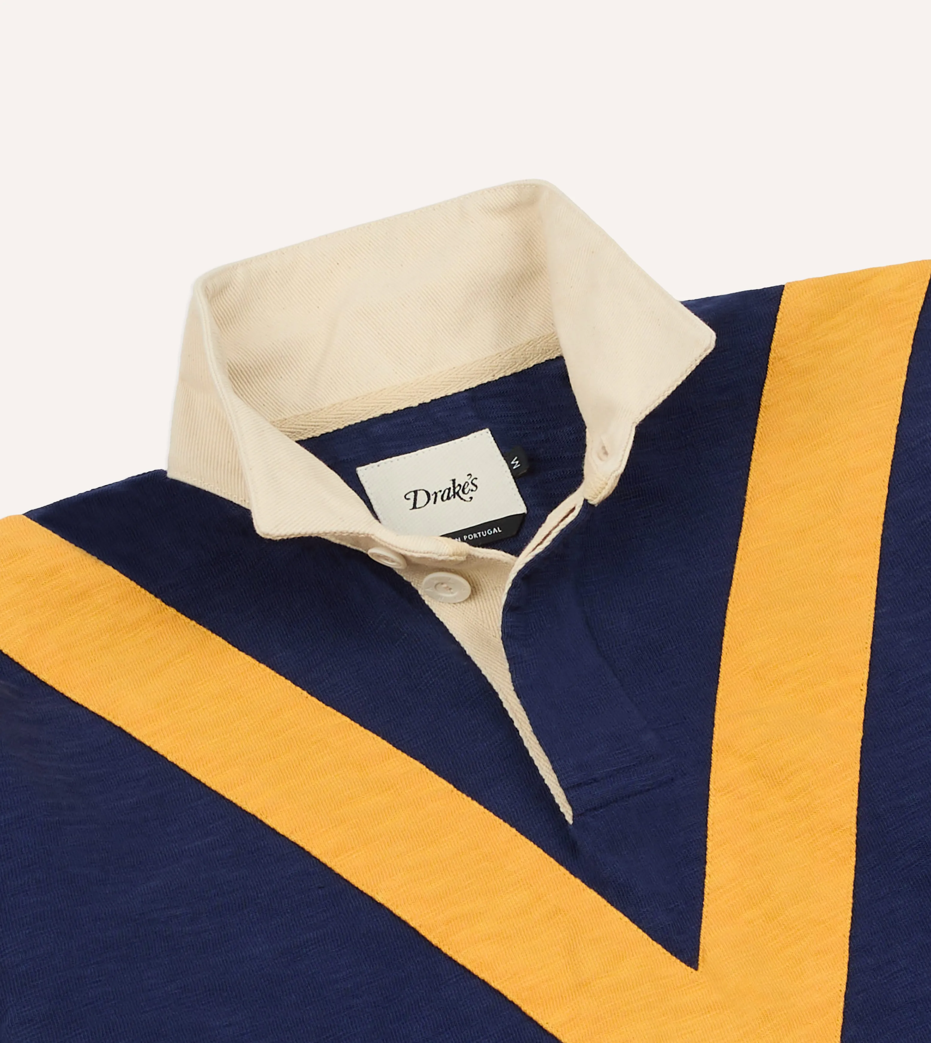 Navy and Yellow Chevron Flamé Cotton Rugby Shirt sold by Drake's London product image thumbnail 5