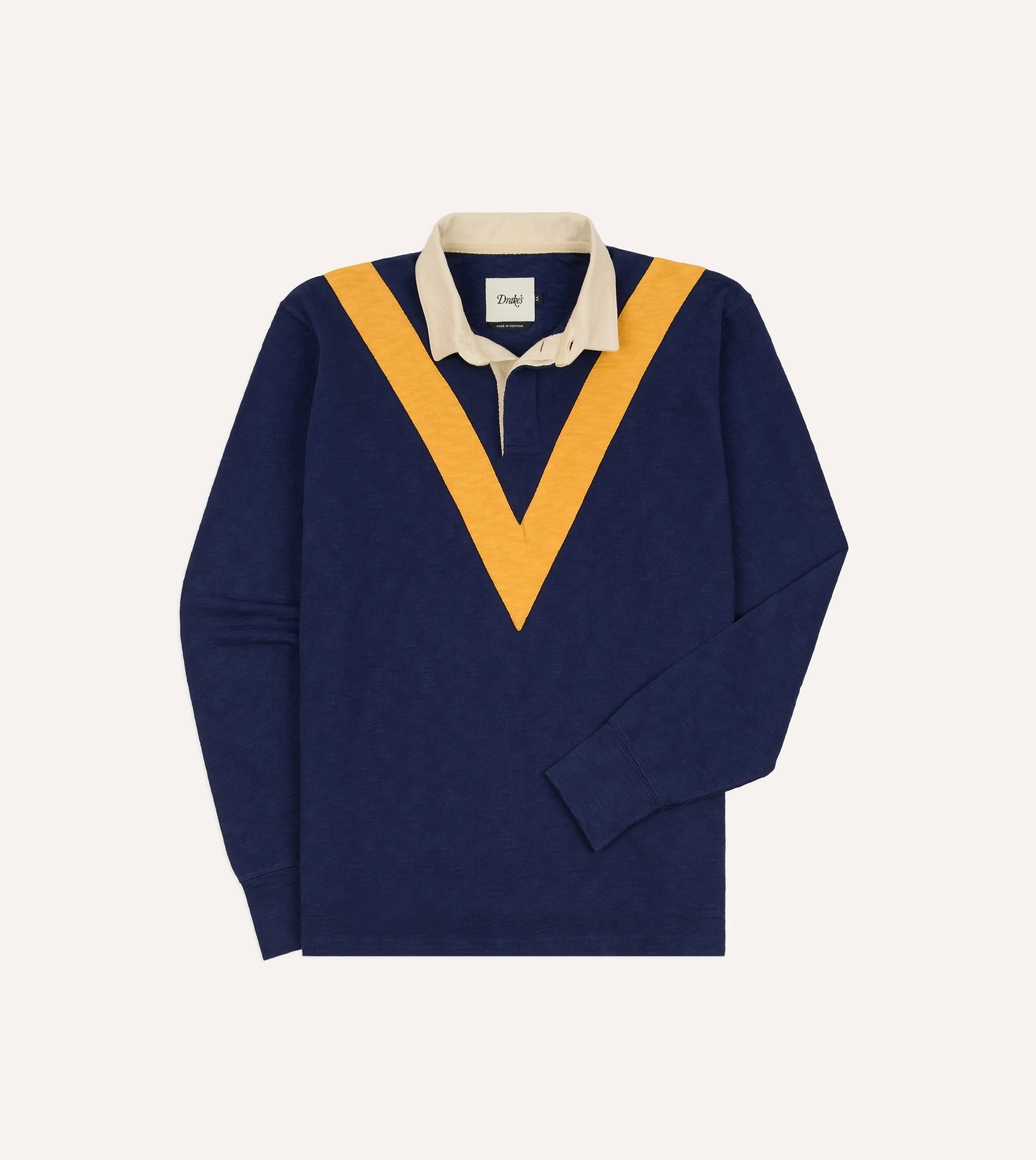 Navy and Yellow Chevron Flamé Cotton Rugby Shirt sold by Drake's London product image thumbnail 2