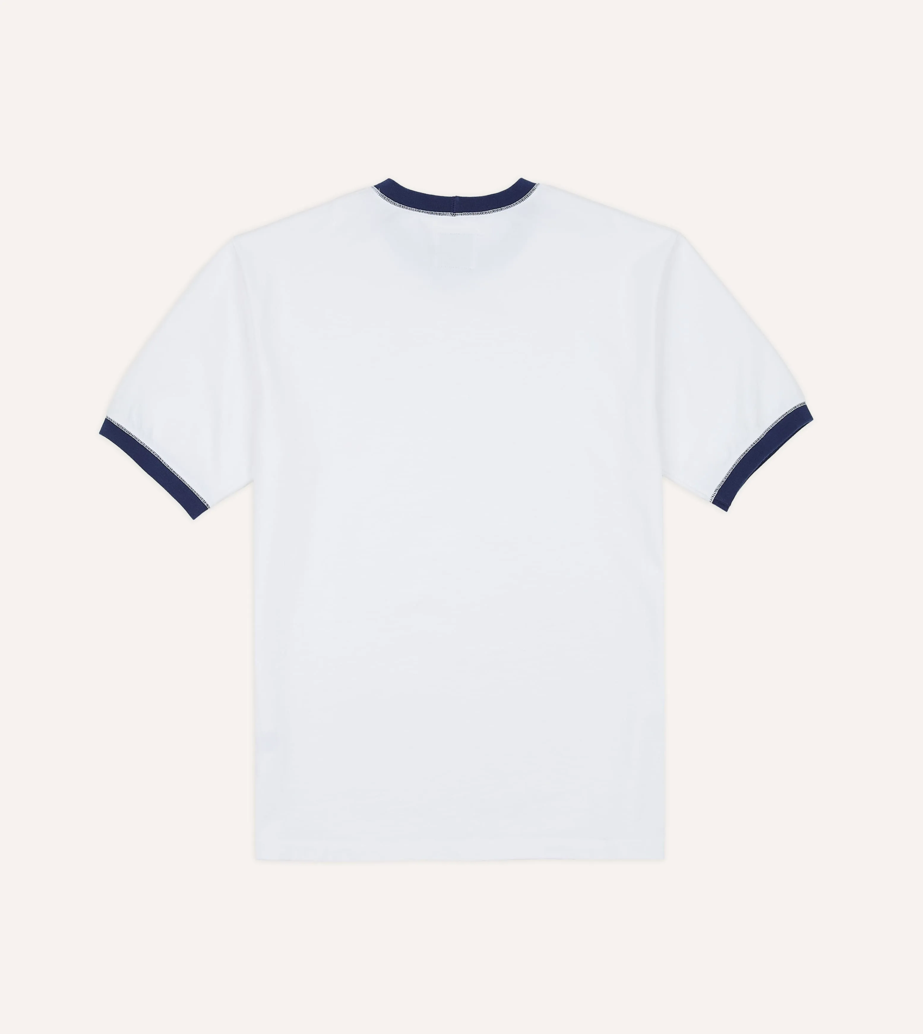 White and Navy Tipped Ringer T-Shirt sold by Drake's London product image thumbnail 4