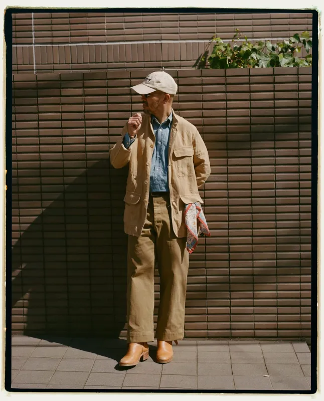 Sand Linen Forestière Jacket made by Drake's London