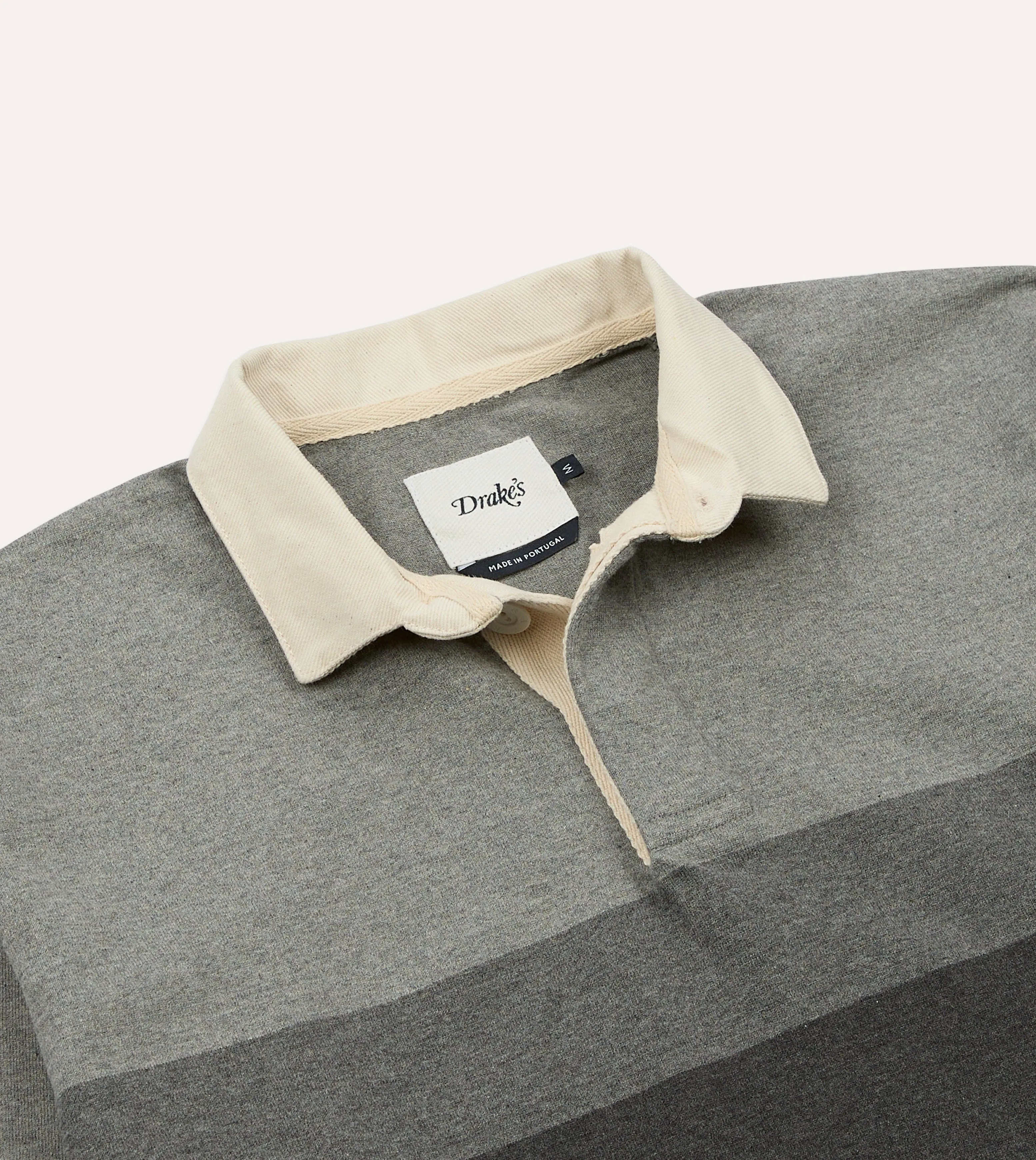 Grey Melange Centre Stripe Cotton Rugby Shirt sold by Drake's London product image thumbnail 3