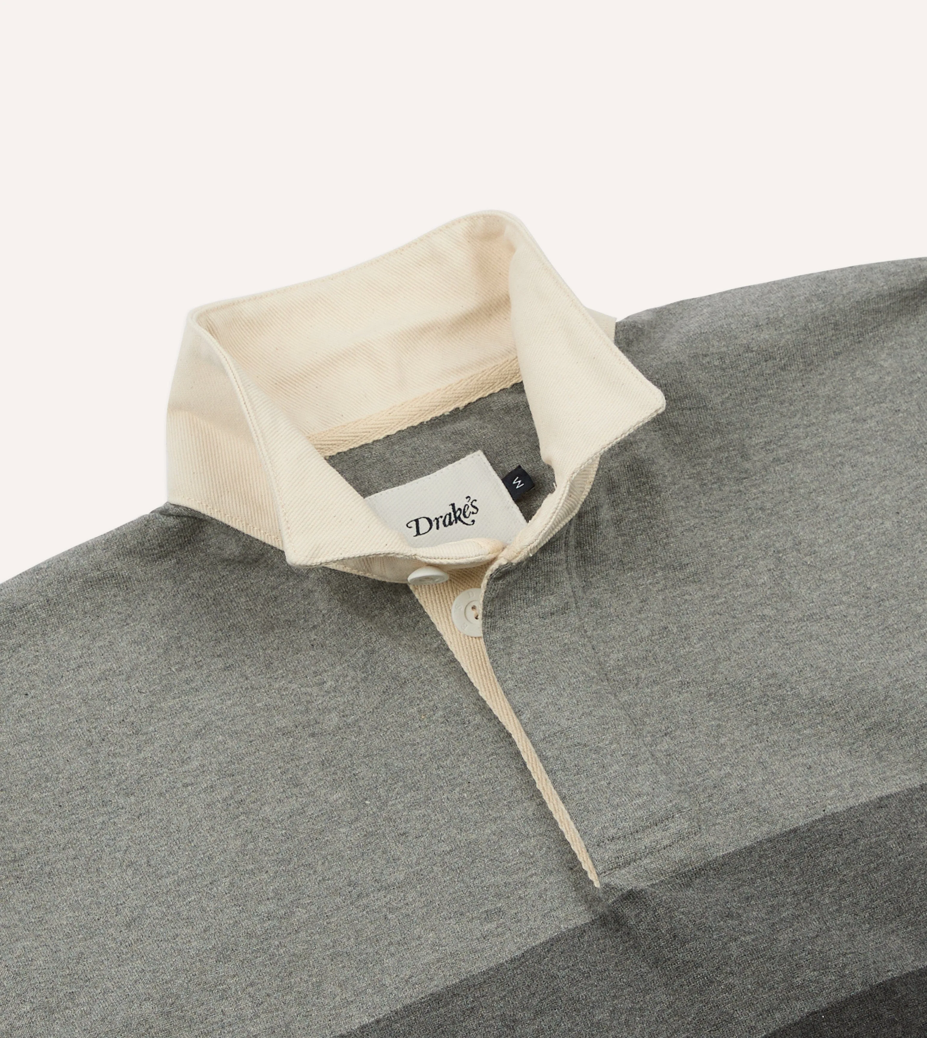 Grey Melange Centre Stripe Cotton Rugby Shirt sold by Drake's London product image thumbnail 4
