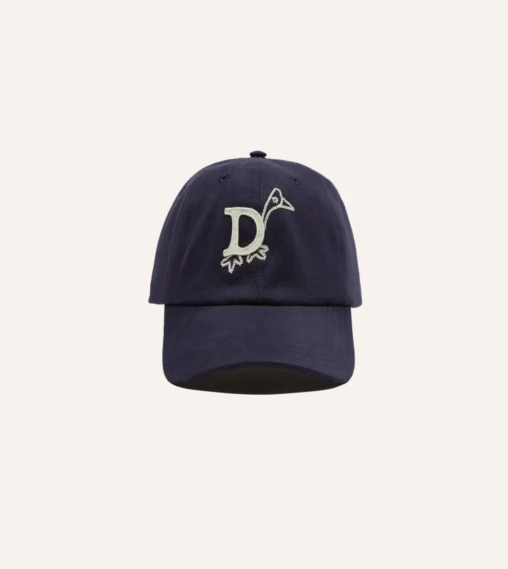 Navy 'D Duck' Cotton Twill Baseball Cap made by Drake's London