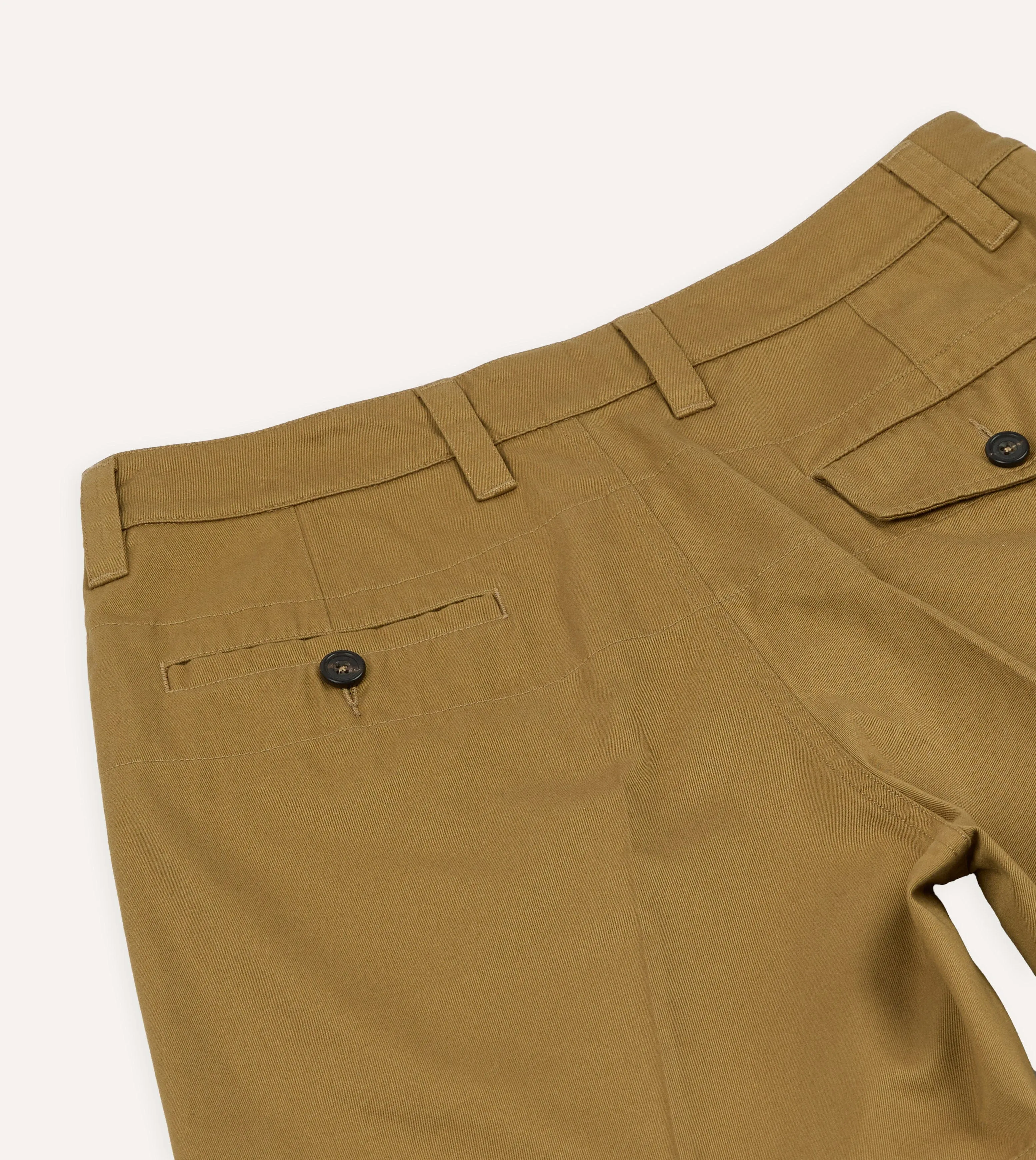 Khaki Cotton Wide Leg Double-Pleat Shorts sold by Drake's London product image thumbnail 4