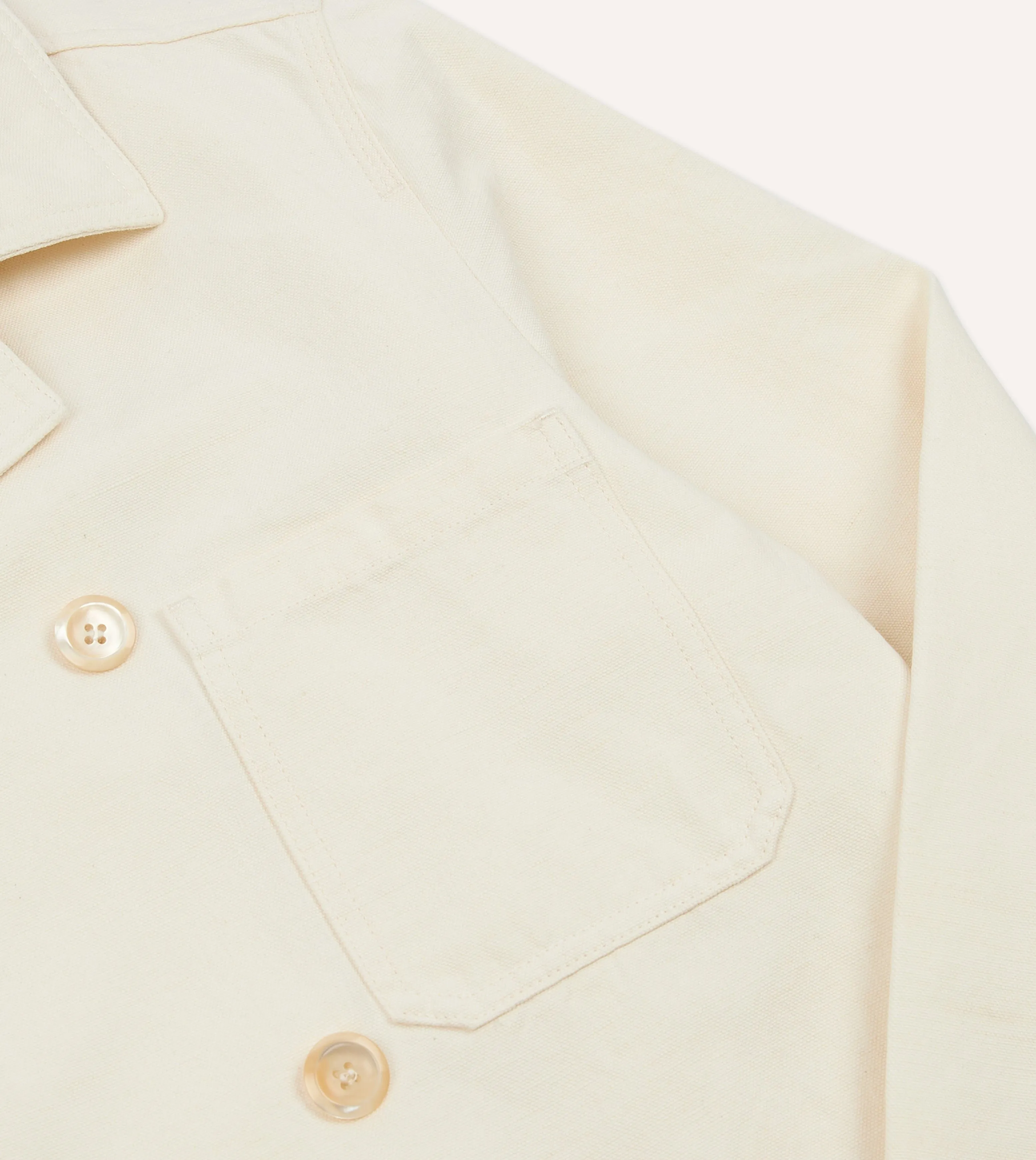 Ecru Cotton-Linen Double-Breasted Chore Coat sold by Drake's London product image thumbnail 5