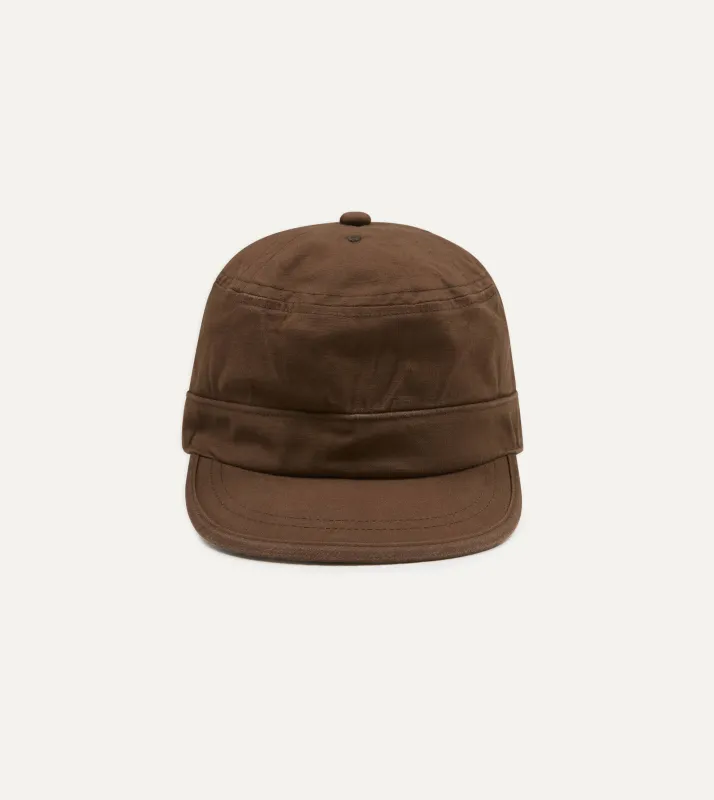 Câbleami Brown Light Back Satin Cotton Metro Hat made by Drake's London