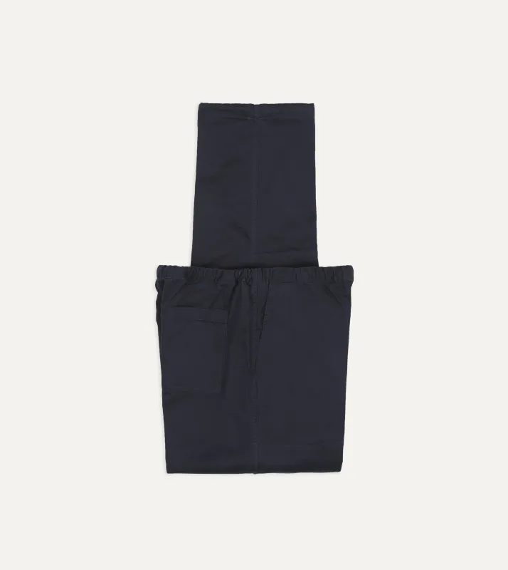 Navy Cotton Drawstring Trousers made by Drake's London