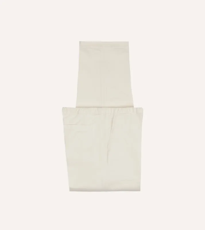 Ecru Cotton Drawstring Trousers made by Drake's London