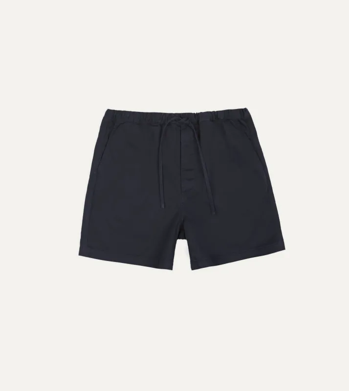 Navy Cotton Drawstring Shorts made by Drake's London