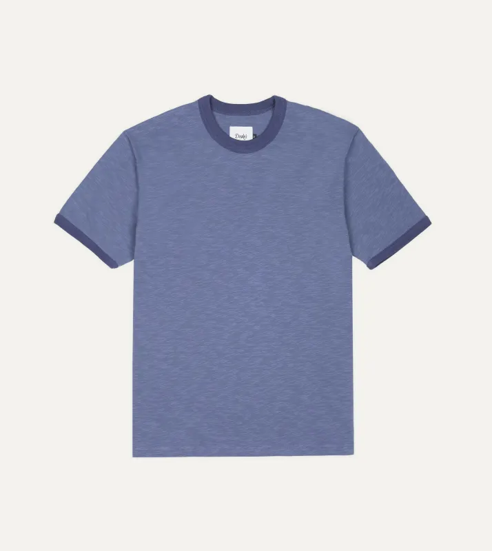 Indigo Tonal Ringer T-Shirt made by Drake's London