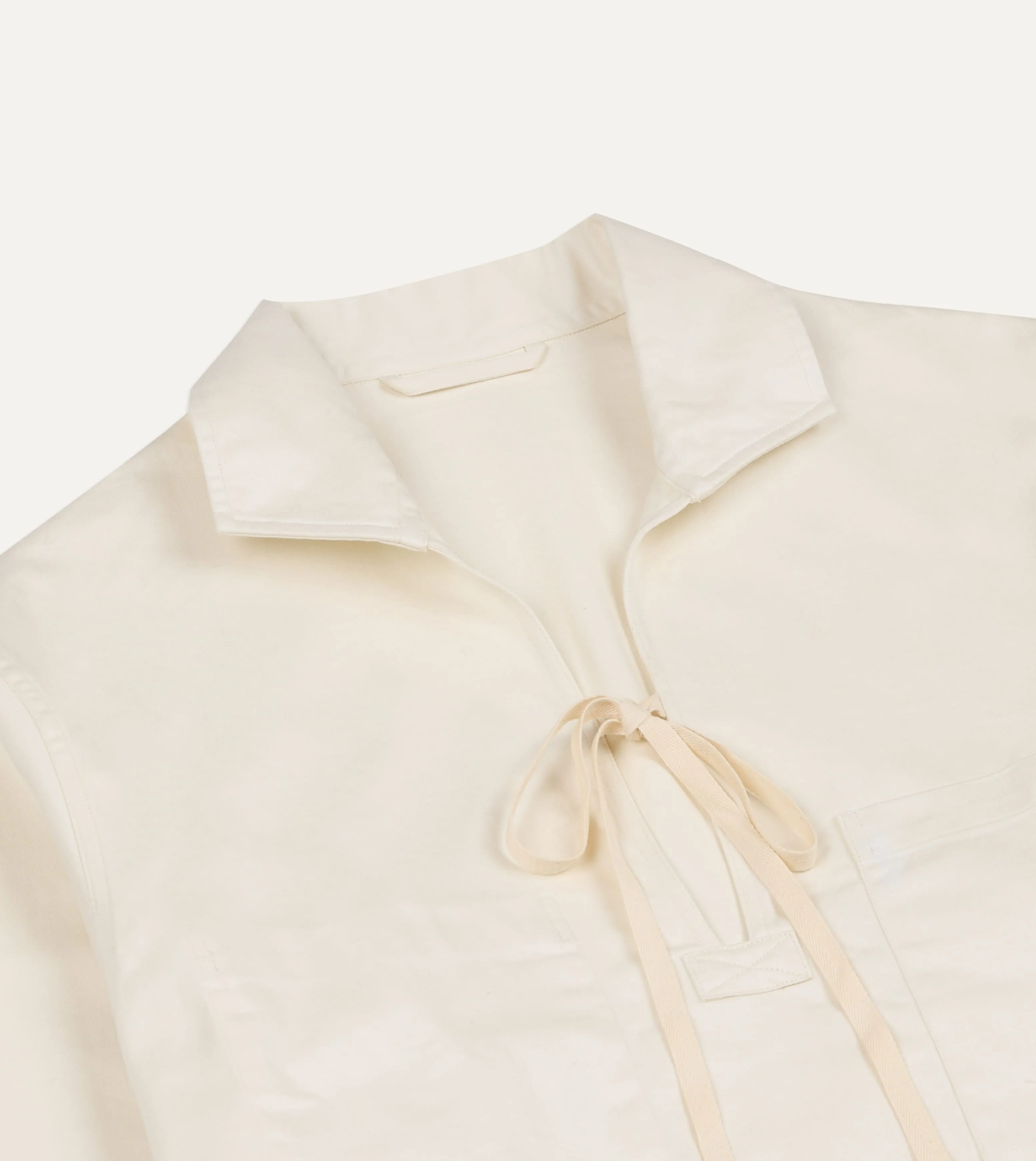 Ecru Cotton Tie Front Smock sold by Drake's London product image thumbnail 4