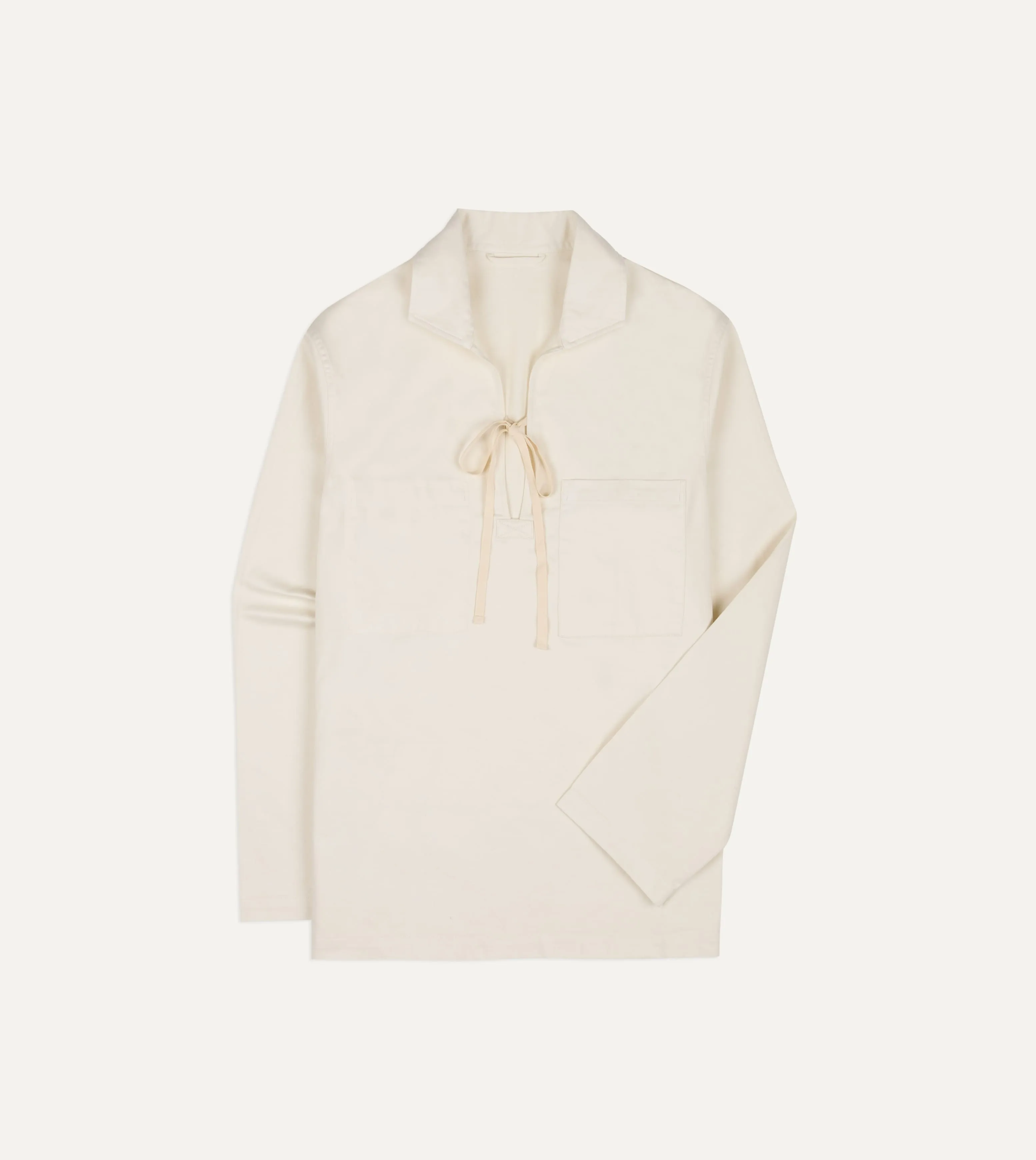 Ecru Cotton Tie Front Smock sold by Drake's London product image thumbnail 2
