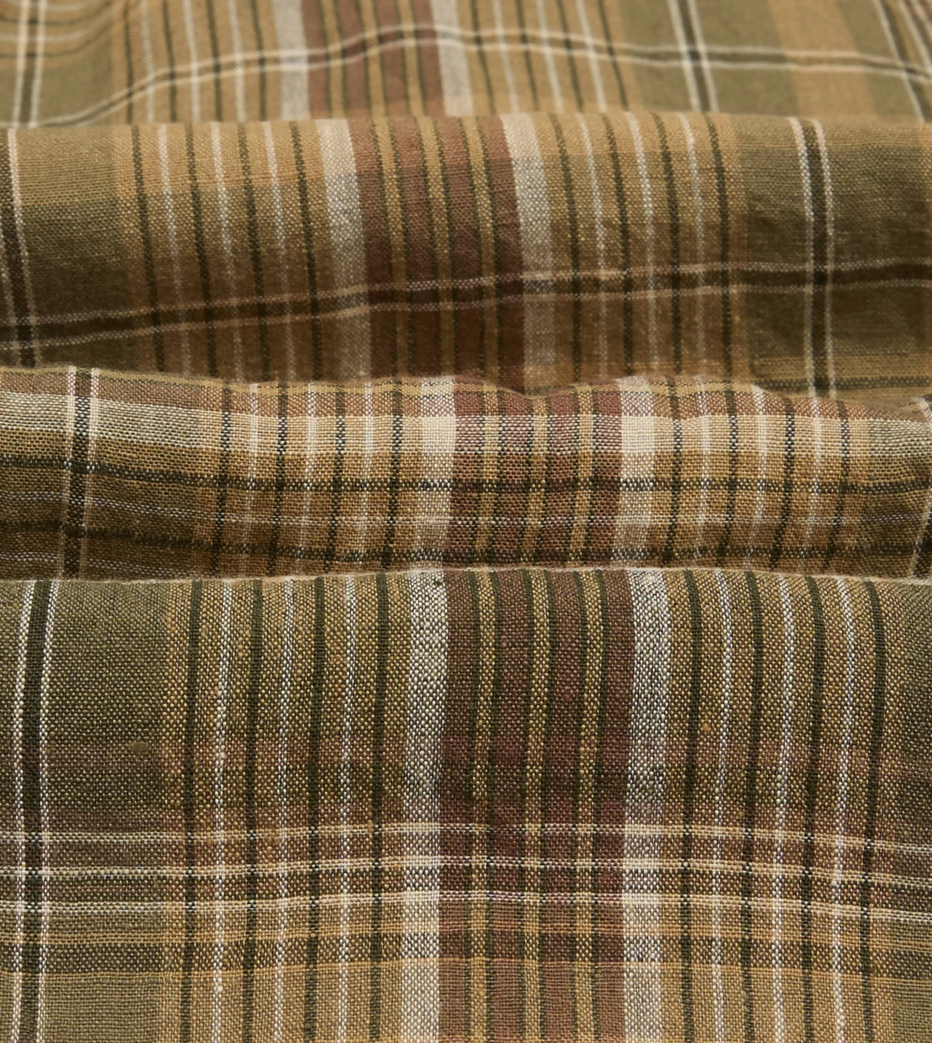 Brown Check Linen Mandarin Collar Popover Shirt sold by Drake's London product image thumbnail 3