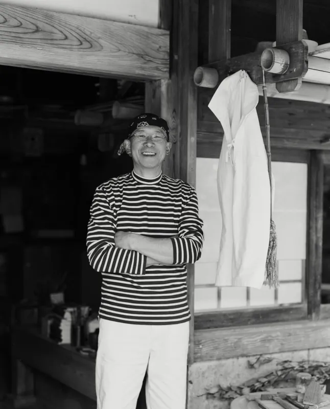 Indigo and Ecru Breton T-Shirt made by Drake's London