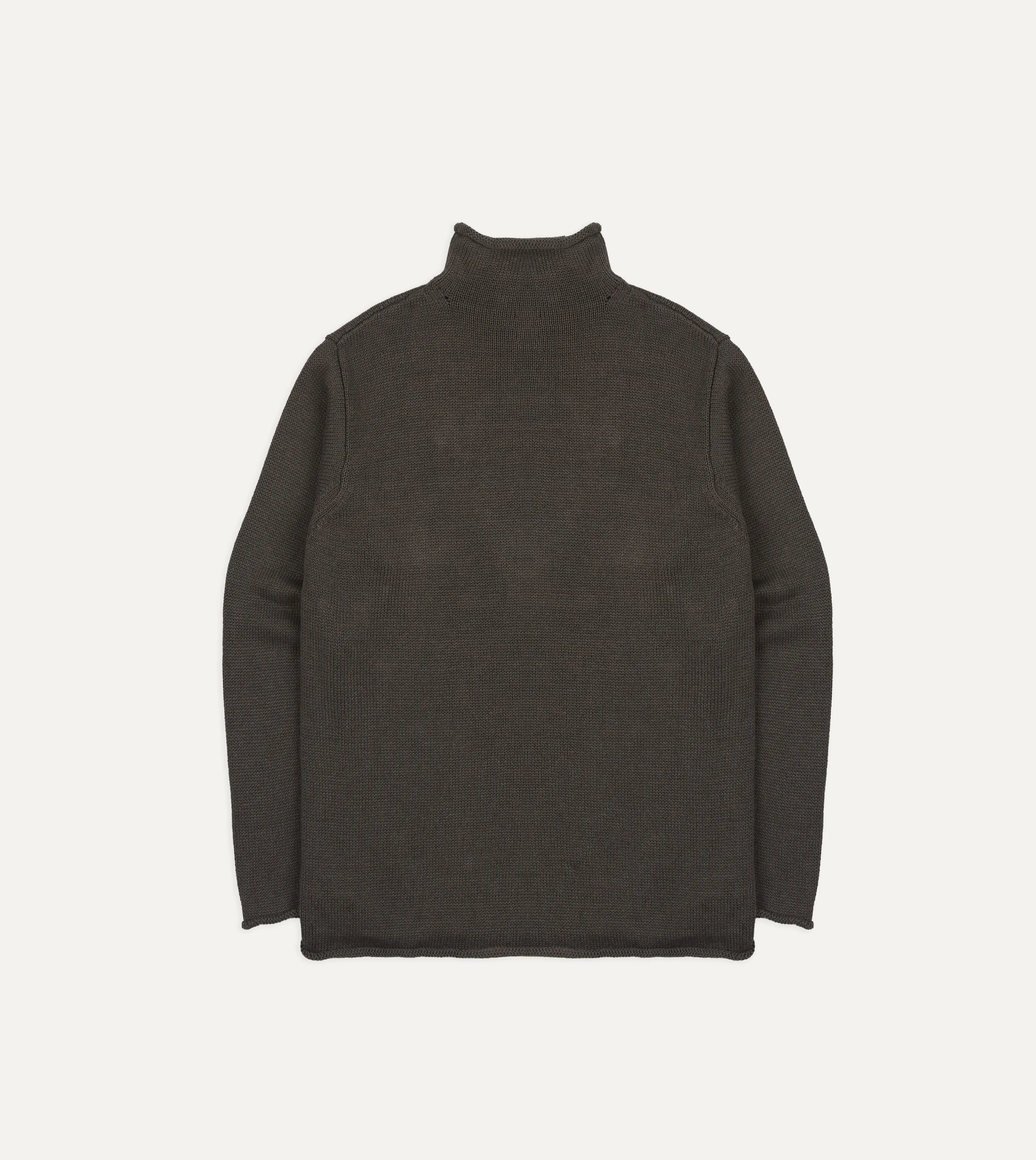 Brown Linen-Cotton Mock Neck Jumper sold by Drake's London product image thumbnail 5