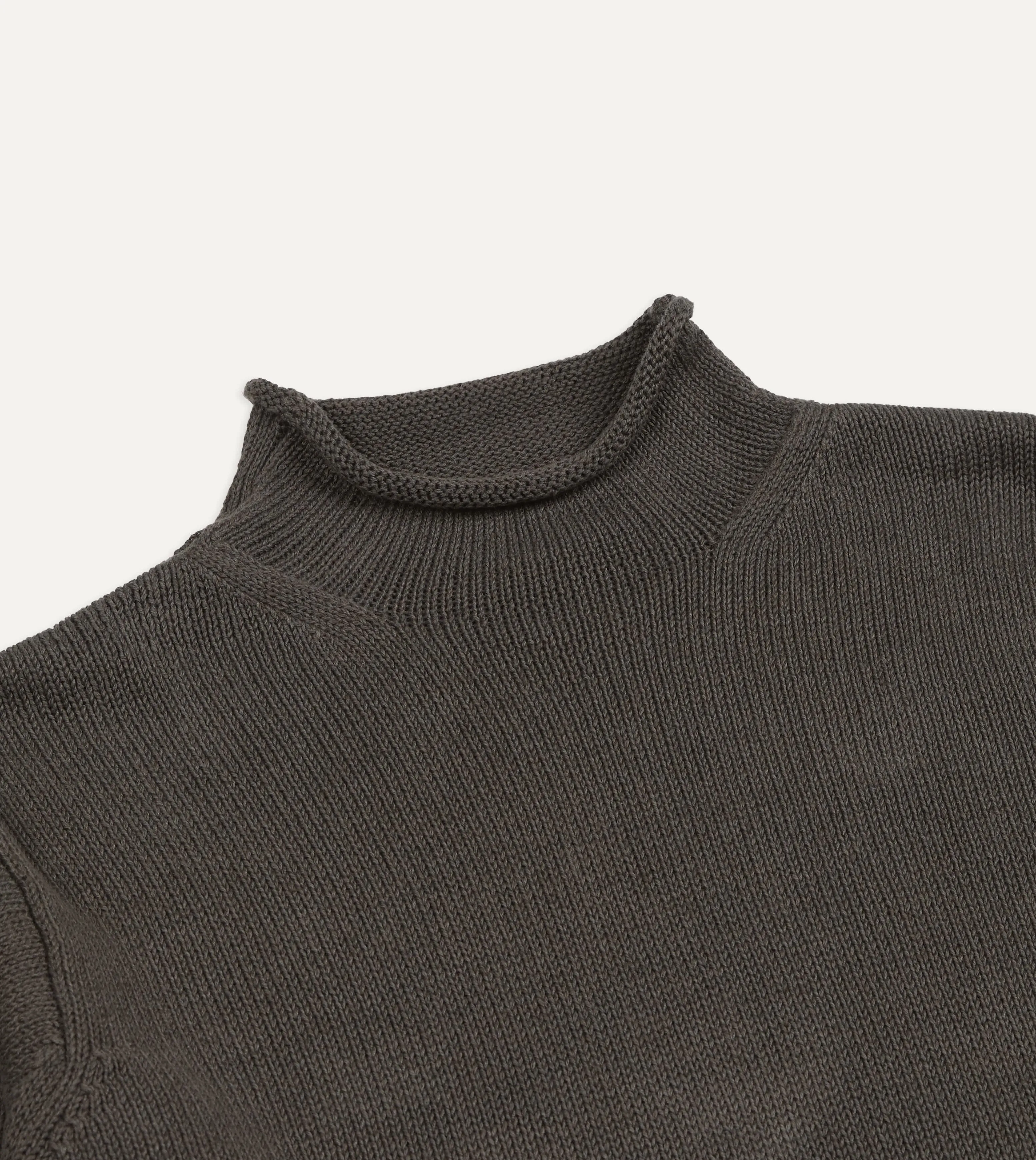 Brown Linen-Cotton Mock Neck Jumper sold by Drake's London product image thumbnail 3