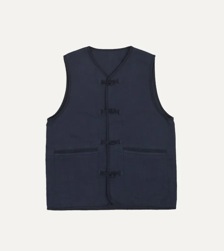 Navy Cotton Artist Vest made by Drake's London
