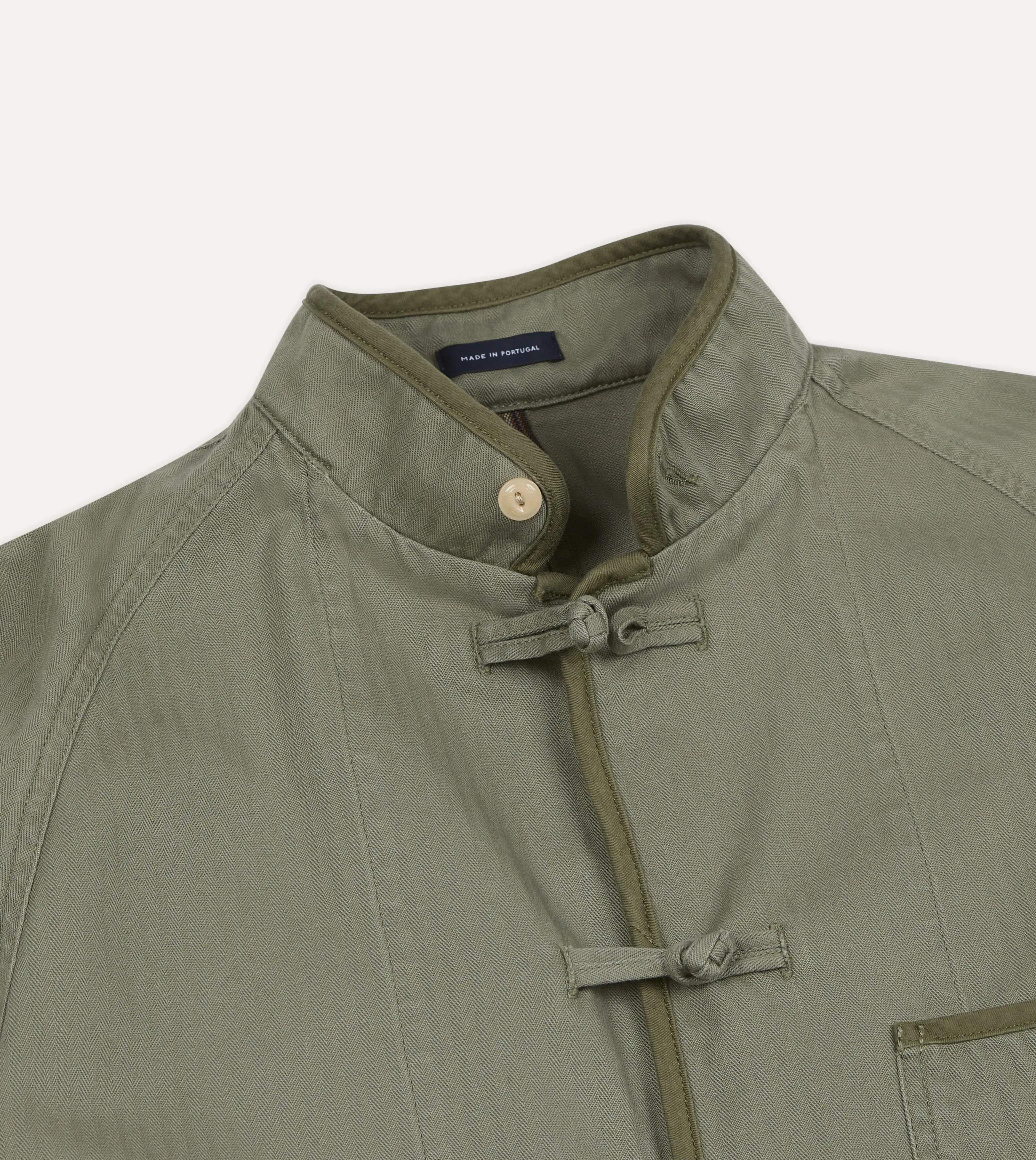 Olive Herringbone Cotton Artist Chore Jacket sold by Drake's London product image thumbnail 4