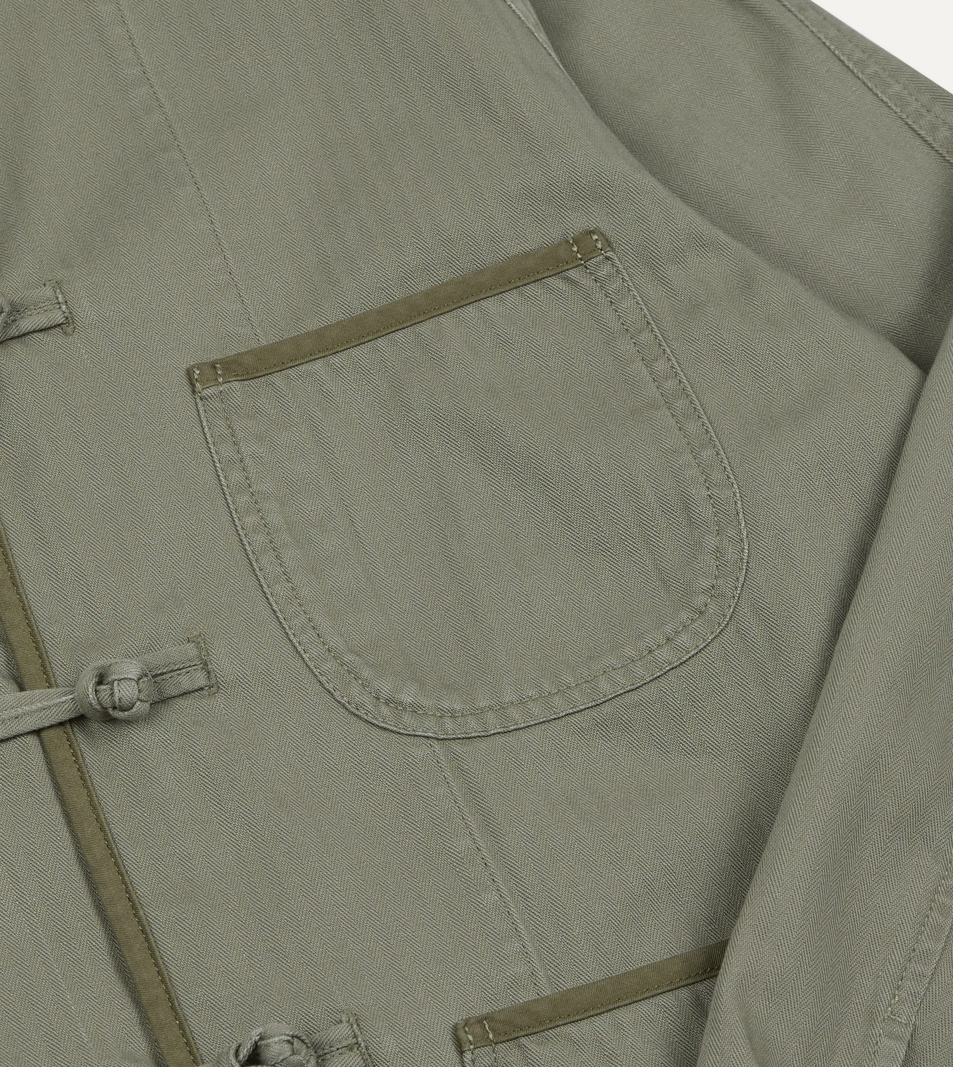 Olive Herringbone Cotton Artist Chore Jacket sold by Drake's London product image thumbnail 5